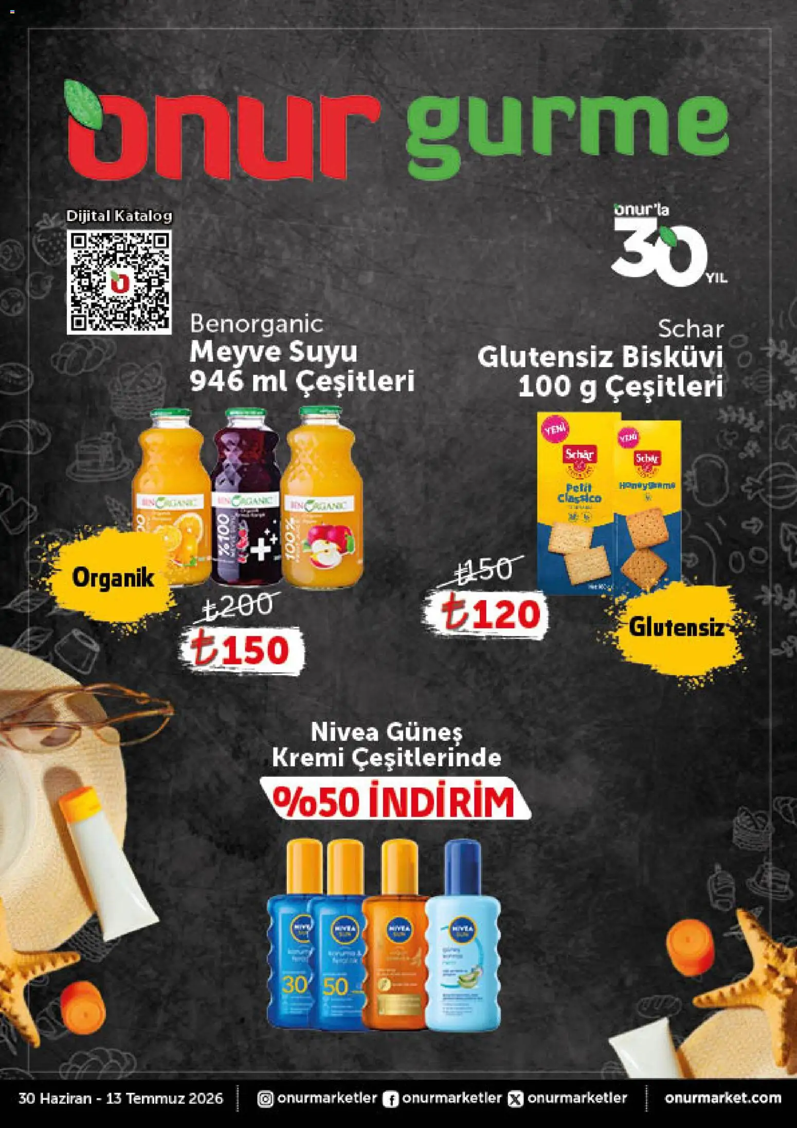 Onur Market - Katalog Gurme - 30 Haziran 2026 tarihinden itibaren geçerlidir | Sayfa: 1 | Ürünler: Güneş kremi, Meyve suyu, Meyve, Bisküvi