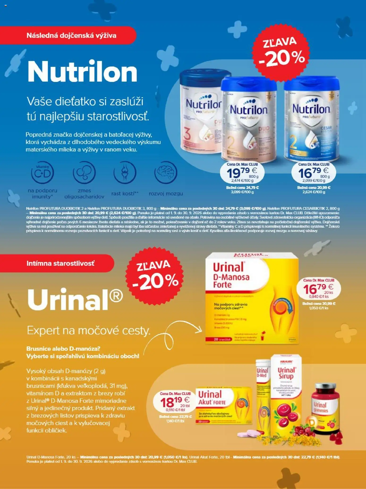 Nové Dr. Max akcie – leták je platný od 01.09.2026 | Strana: 20 | Produkty: Nutrilon, Sirup, Brusnice