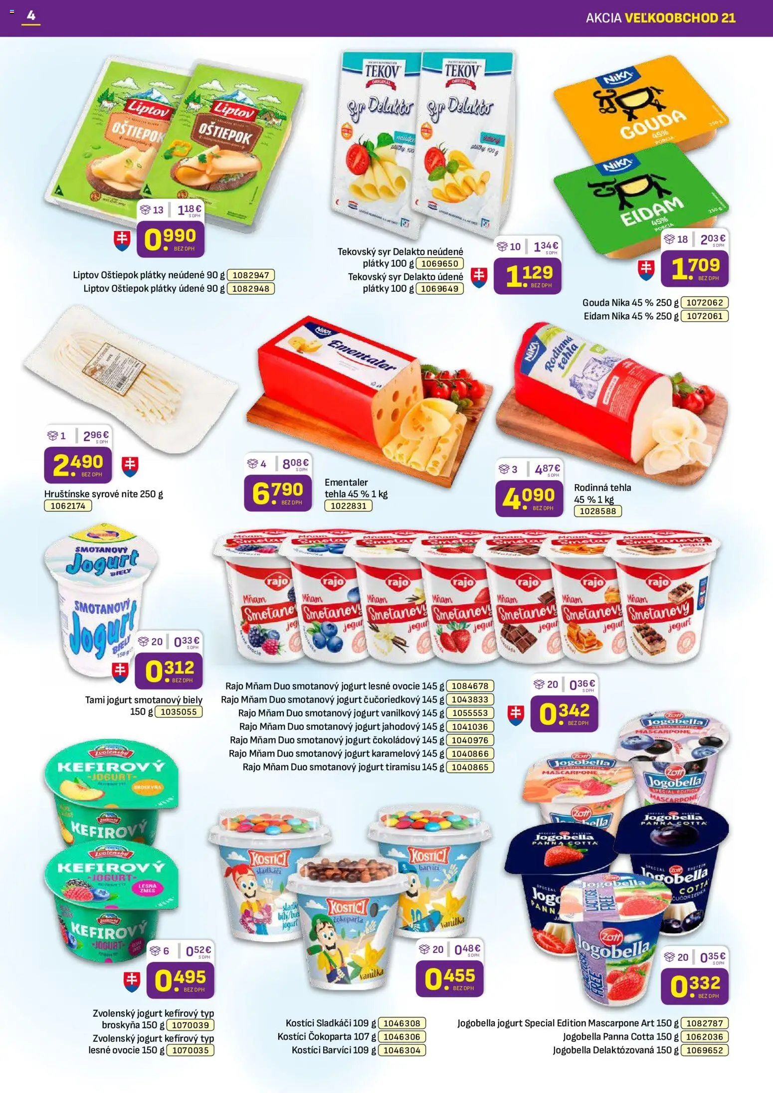 Nové Libex akcie – leták je platný od 19.10.2026 | Strana: 4 | Produkty: Jogurt, Gouda, Smotanový jogurt, Mascarpone