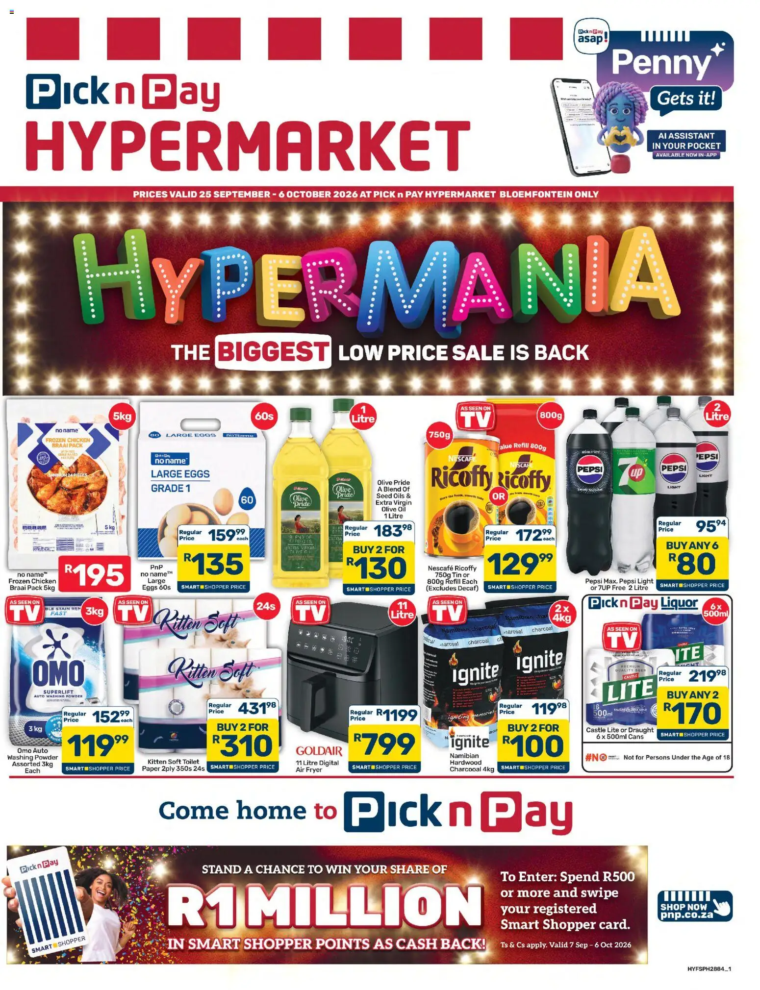 New Pick n Pay catalogue – valid from 25/09/2026 | Page: 1 | Products: TV, Air fryer, Light, Chicken