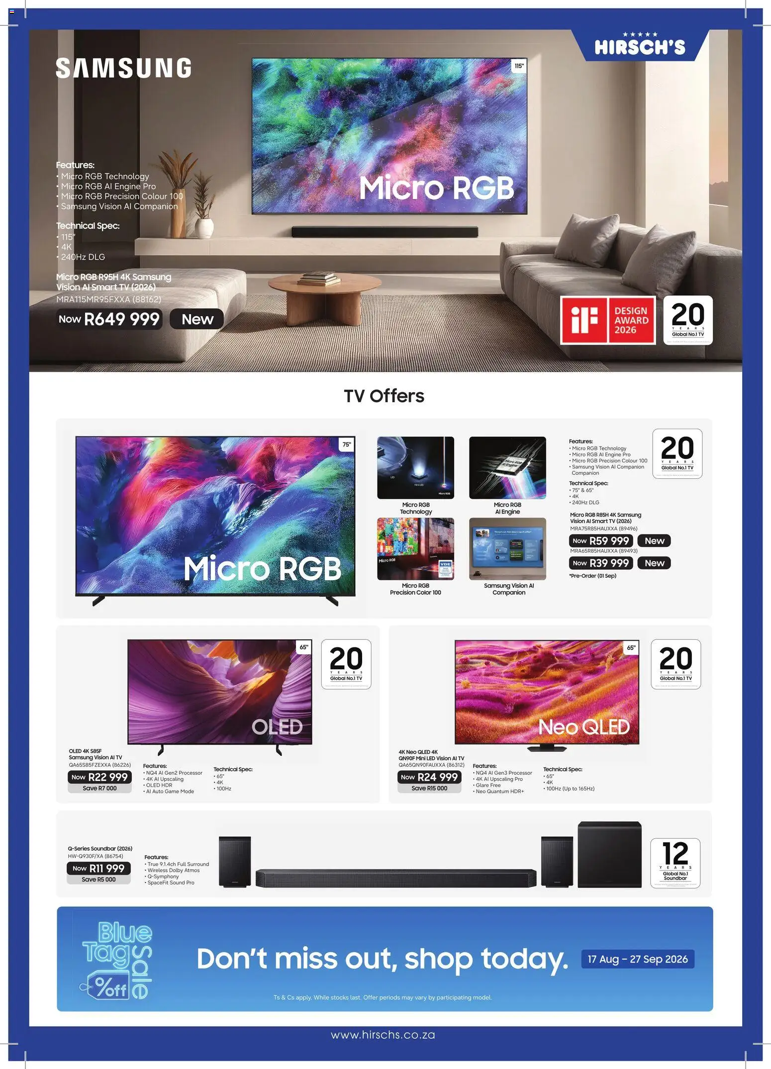 New Hirsch's catalogue – valid from 21/08/2026 | Page: 4 | Products: TV, Soundbar