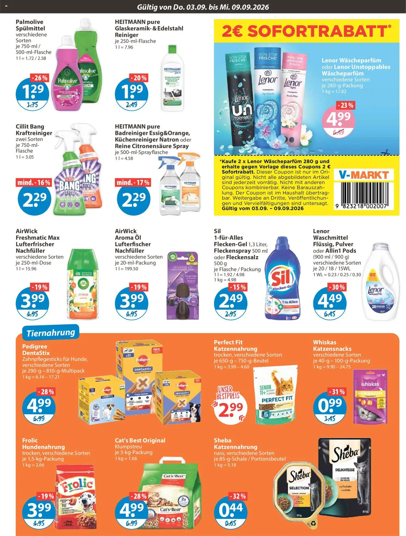 V-Markt Angebote – gültig ab 03.09.2026 | Seite: 11 | Produkte: Sheba, Öl, Waschmittel, Pedigree