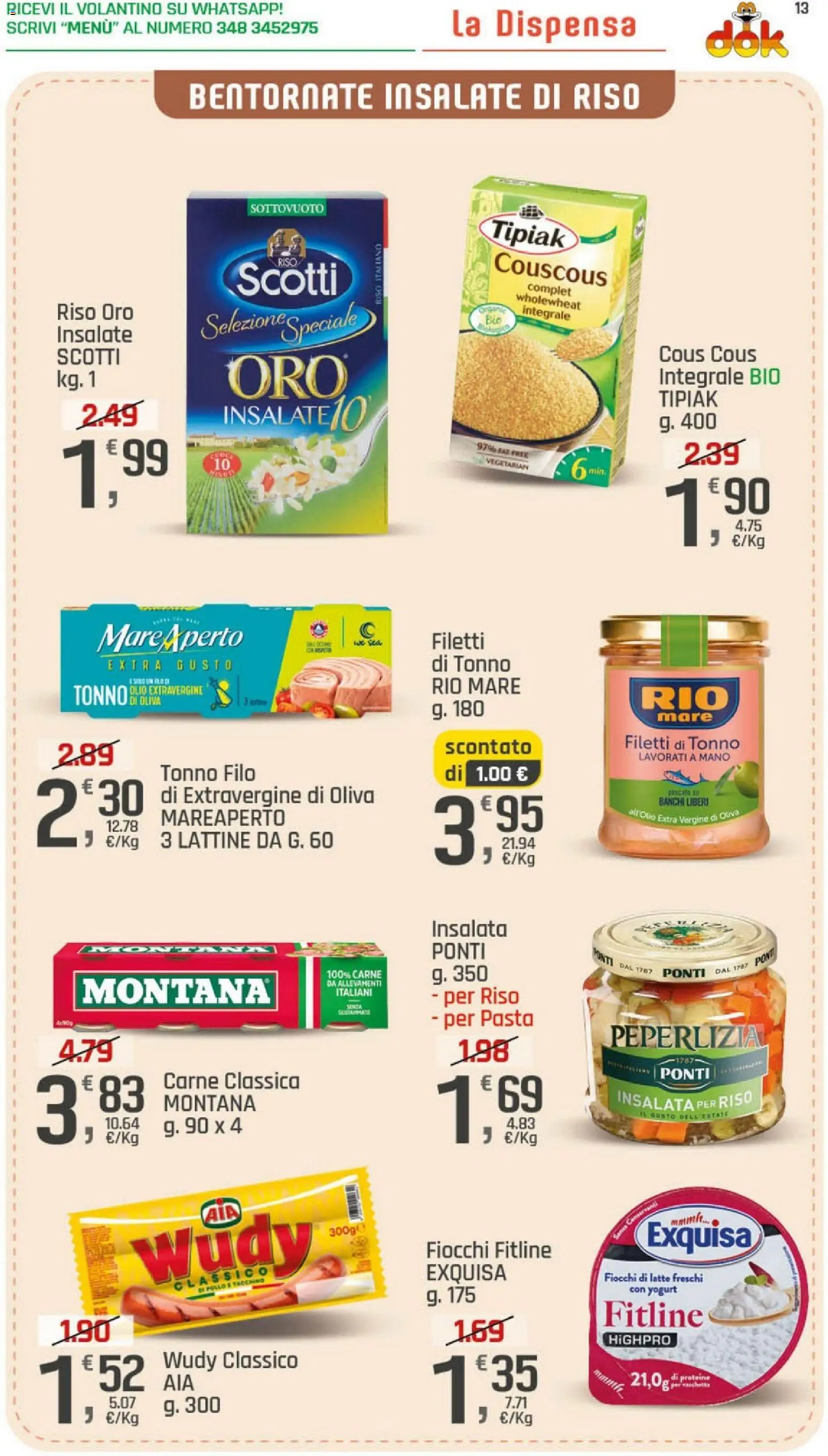 Volantino DOK del 15.05.2026 | Pagina: 13 | Prodotti: Yogurt, Fiocchi di latte, Fiocchi, Tonno