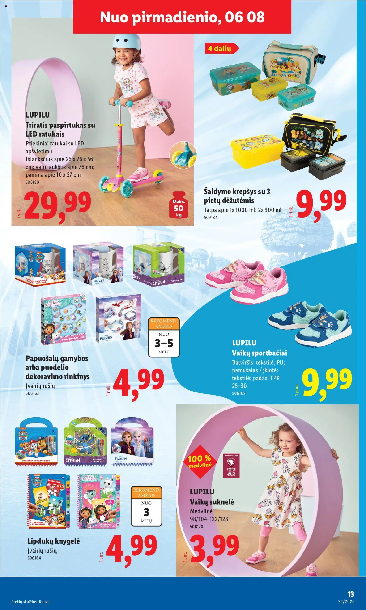 LIDL akcijos nuo 08.06.2026 | Puslapis: 13 | Prekių: Suknelė, Krepšys, Sportbačiai