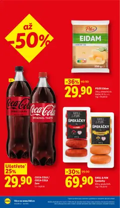 Náhled letáku PILS Eidam, 250 g, plnotučný sýr, bloček, 45 % t. v s., 1 kg = 119,60 Kč od 09.07.2026 | Strana: 2 | Produkty: Gouda, Špekáčky, Eidam, Cola