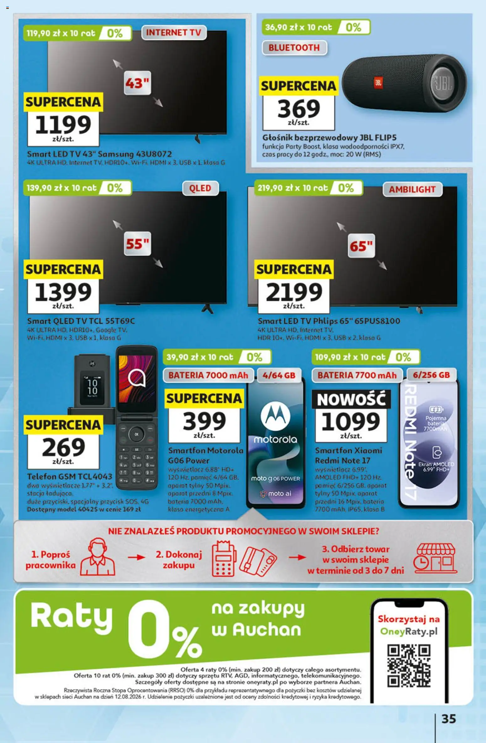 Auchan gazetka - 30 Lat Hipermarket od 24.09.2026 | Strona: 35 | Produkty: Telefon, Smartfon, Głośnik bezprzewodowy, USB