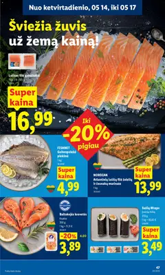 LIDL leidinys galioja nuo 11.05.2026 | Puslapis: 47 | Prekių: Lašišos, Žuvis