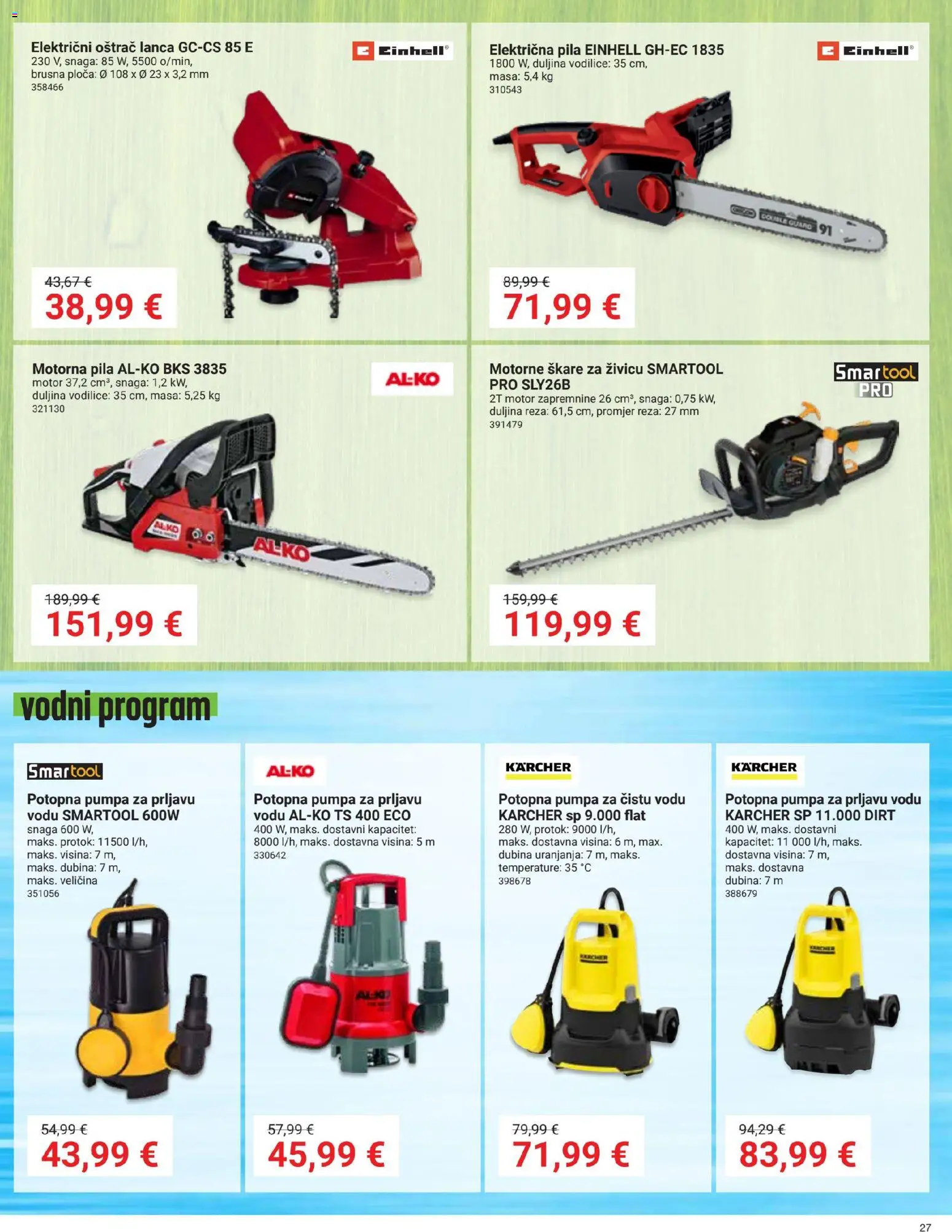 Pevex katalog | vrijedi od 27.08.2026 | Stranica: 27 | Proizvodi: Motorna pila, Pila, Kärcher, Električna pila