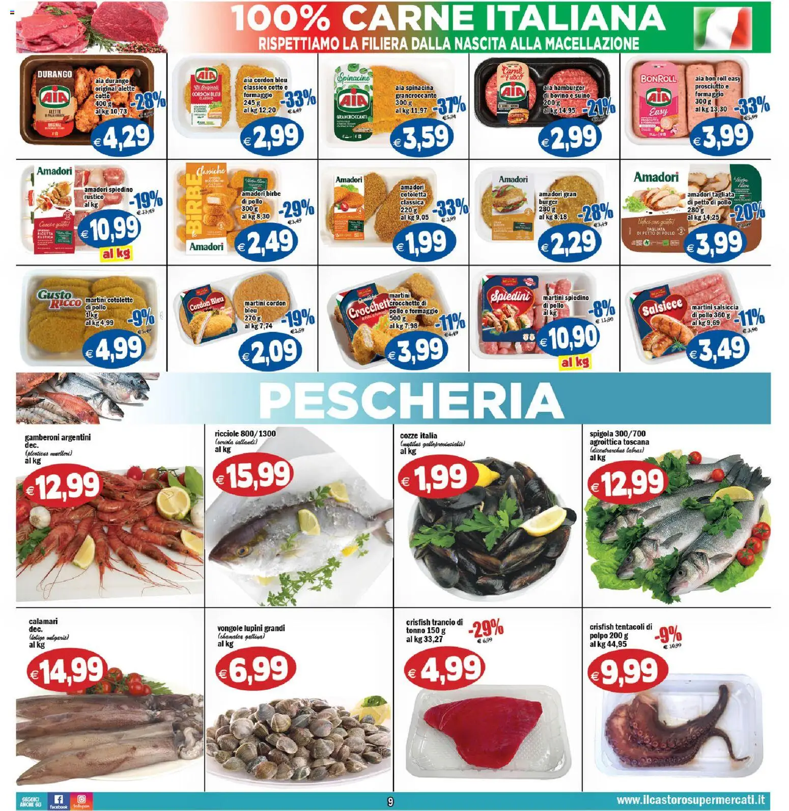 Volantino Il Castoro del 12/08/2026 | Pagina: 9 | Prodotti: Petto di Pollo, Pollo, Polpo, Salsiccia