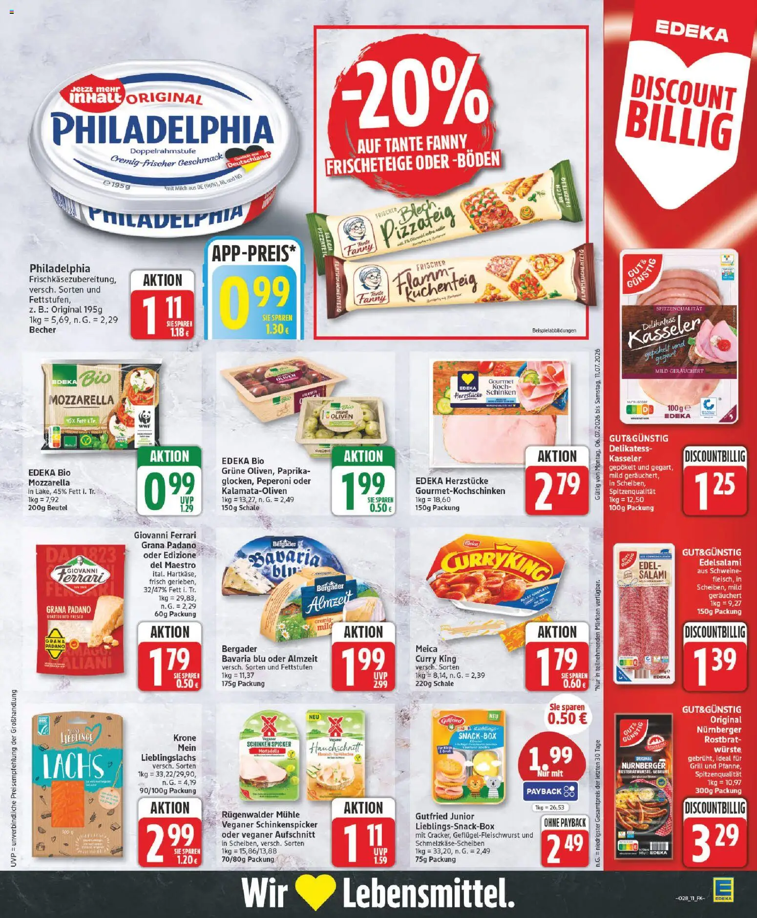 Edeka Prospekt – gültig ab 06.07.2026 | Seite: 11 | Produkte: Milch, Philadelphia, Meica, Schinken
