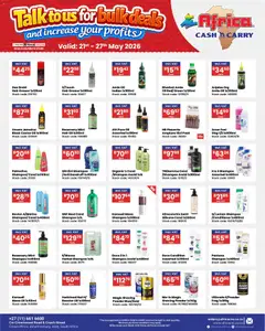 Africa Cash & Carry specials catalogue – valid from 21.05.2026 | Page: 3 | Products: Oil, Hair oil, Stock, Silicone