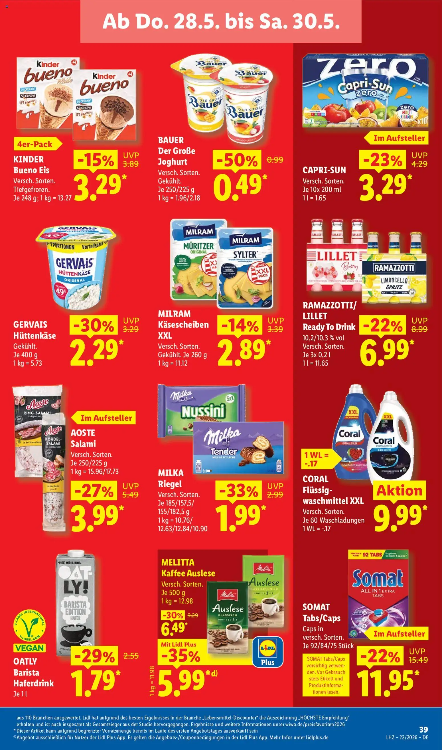 Lidl Prospekt – gültig ab 26.05.2026 | Seite: 65 | Produkte: Coral, Milka, Oatly, Eis