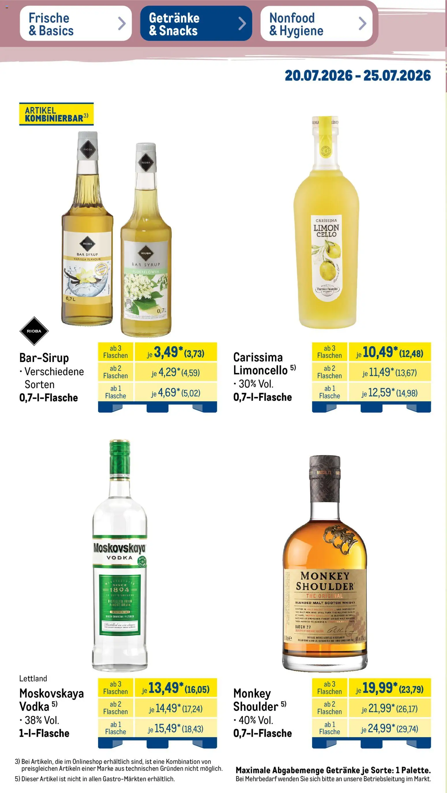 Metro NonFood-Angebote – gültig ab 20.07.2026 | Seite: 24 | Produkte: Whisky, Limoncello, Vodka
