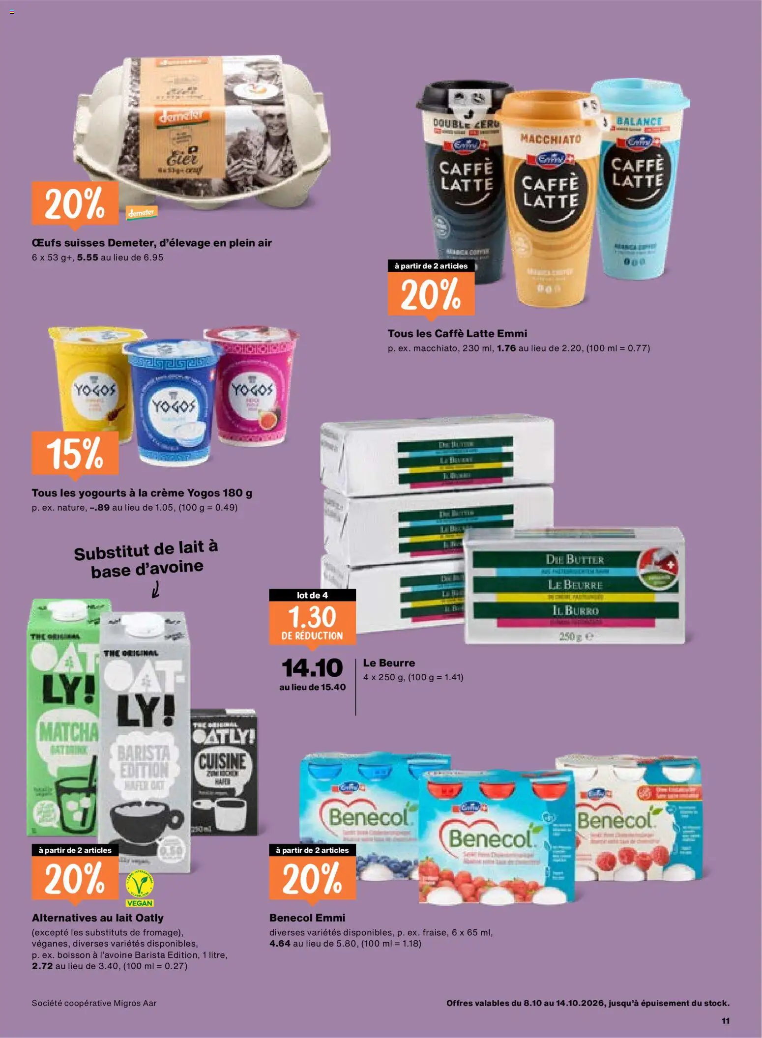 Migros aktionen FR – gültig ab 08.10.2026 | Seite: 11 | Produkte: Butter, Creme