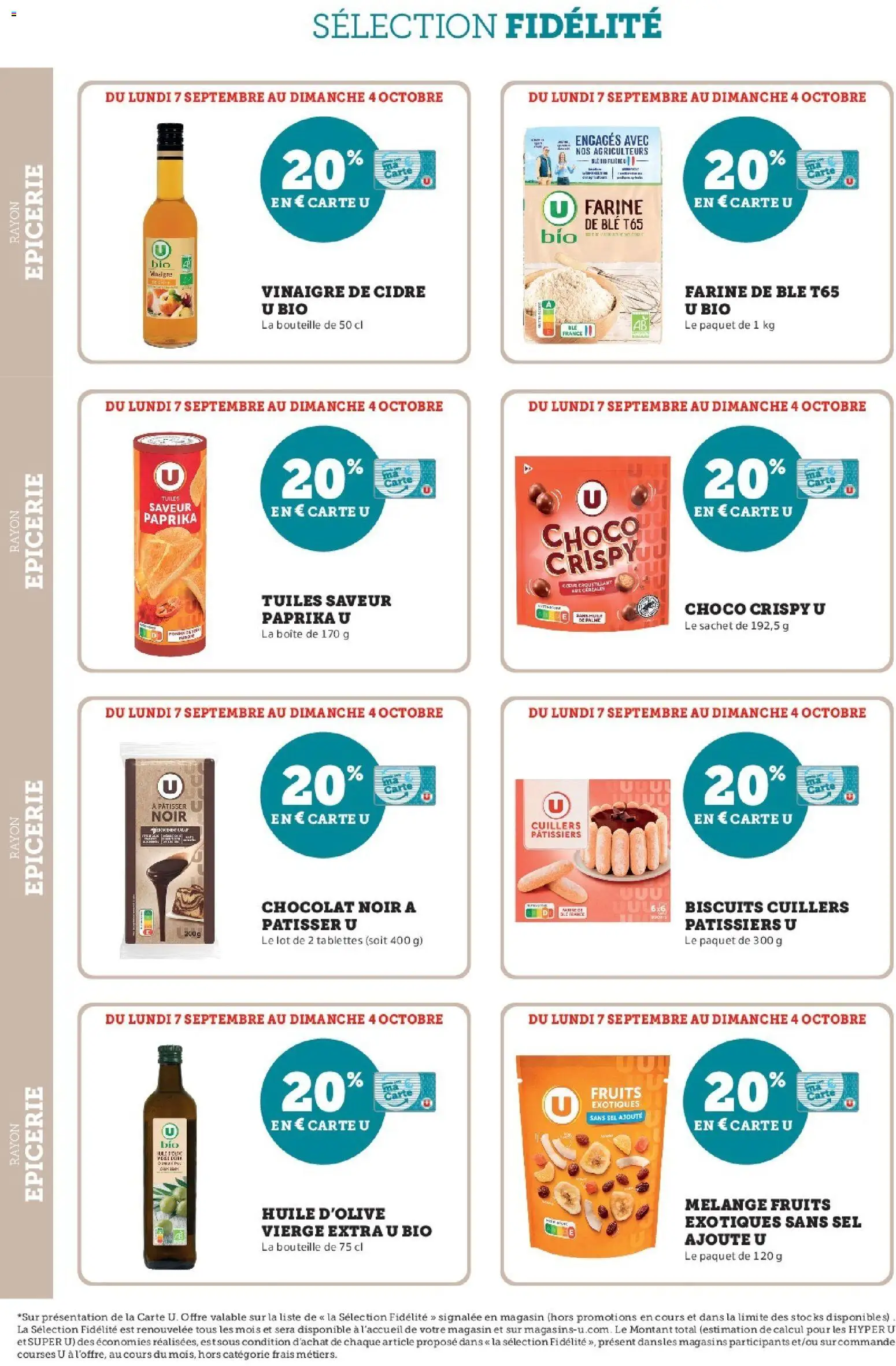 {H1} | Page: 20 | Produits: Farine, Cidre, Bouteille, Huile