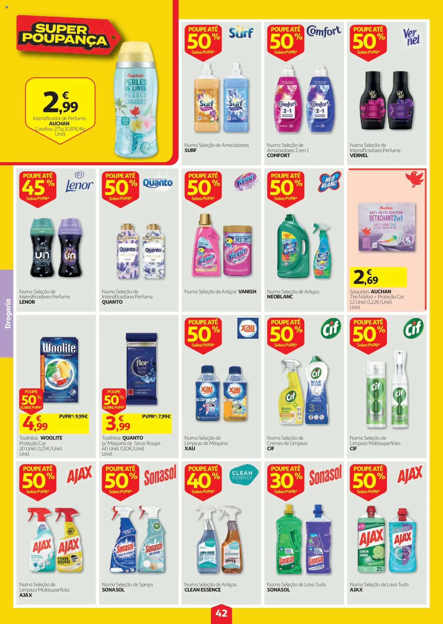 Auchan folheto │ válido de 20/08/2026 | Página: 42 | Produtos: Máquina de secar roupa, Limpa vidros, Casa de banho, Banho