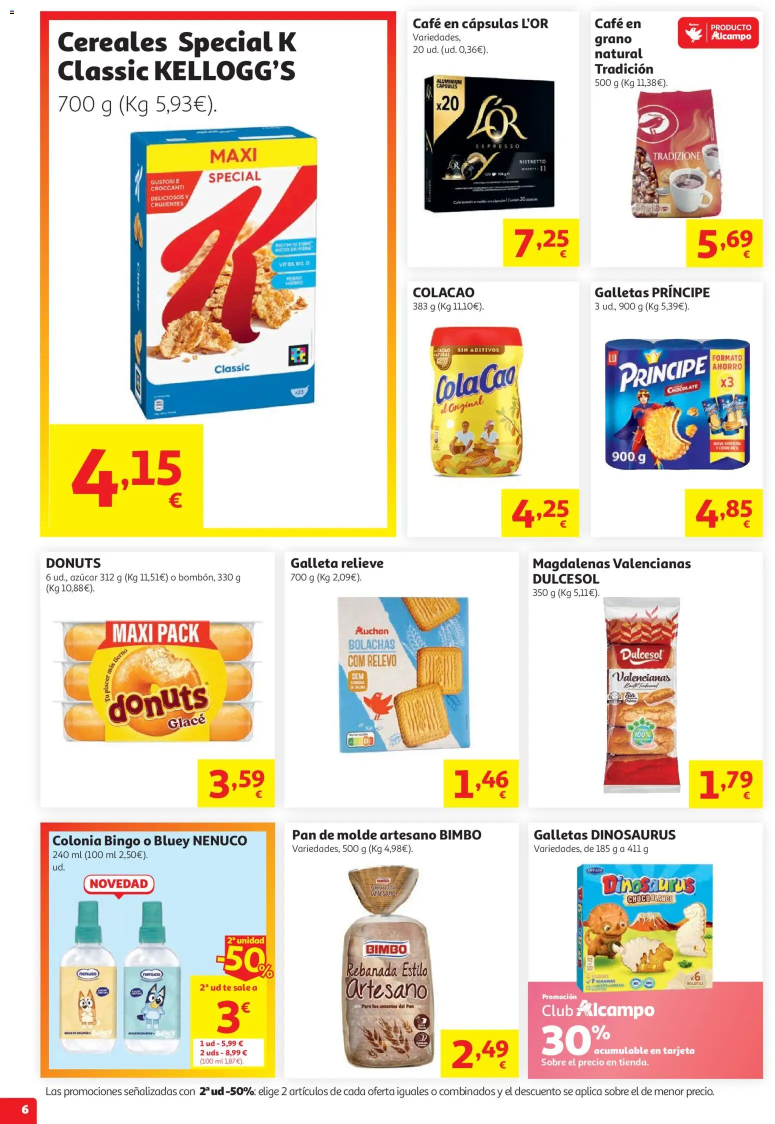 Alcampo Superstore No Litoral │ válido desde el 29/07/2026 | Página: 6 | Productos: Colonia, Café, Café en cápsulas, Donuts