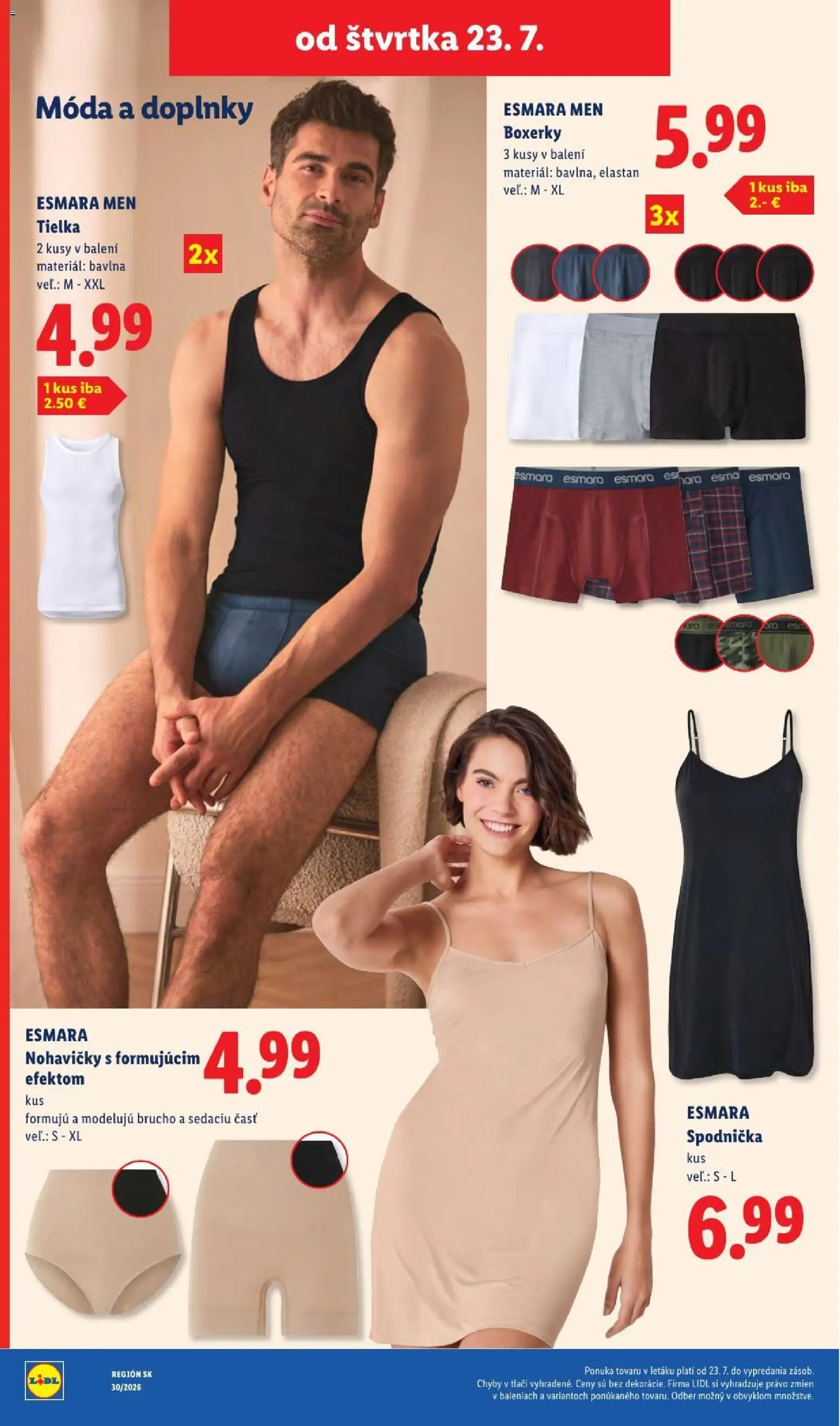 Nové Lidl akcie – leták je platný od 20.07.2026 | Strana: 100 | Produkty: Nohavičky, Boxerky