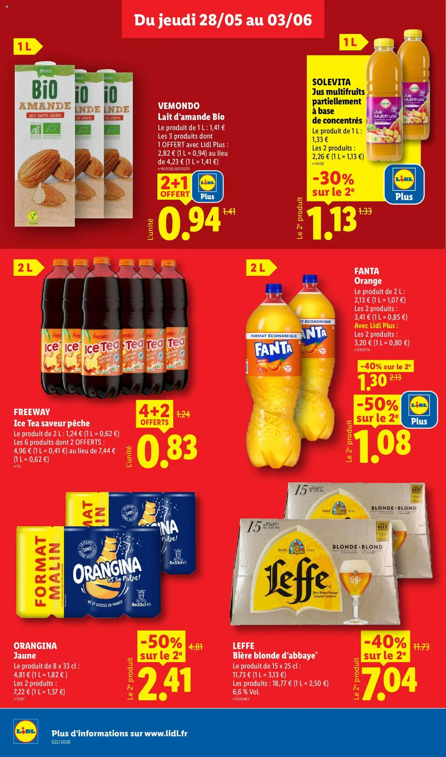 {H1} | Page: 14 | Produits: Orangina, Amande, Bière blonde, Thé