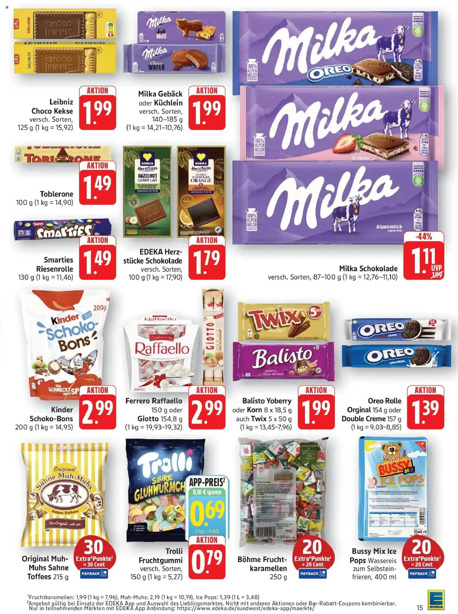 Edeka Prospekt Göppingen (ab 31.08.2026) » Angebote Online | Seite: 15 | Produkte: Raffaello, Milka, Twix, Sahne
