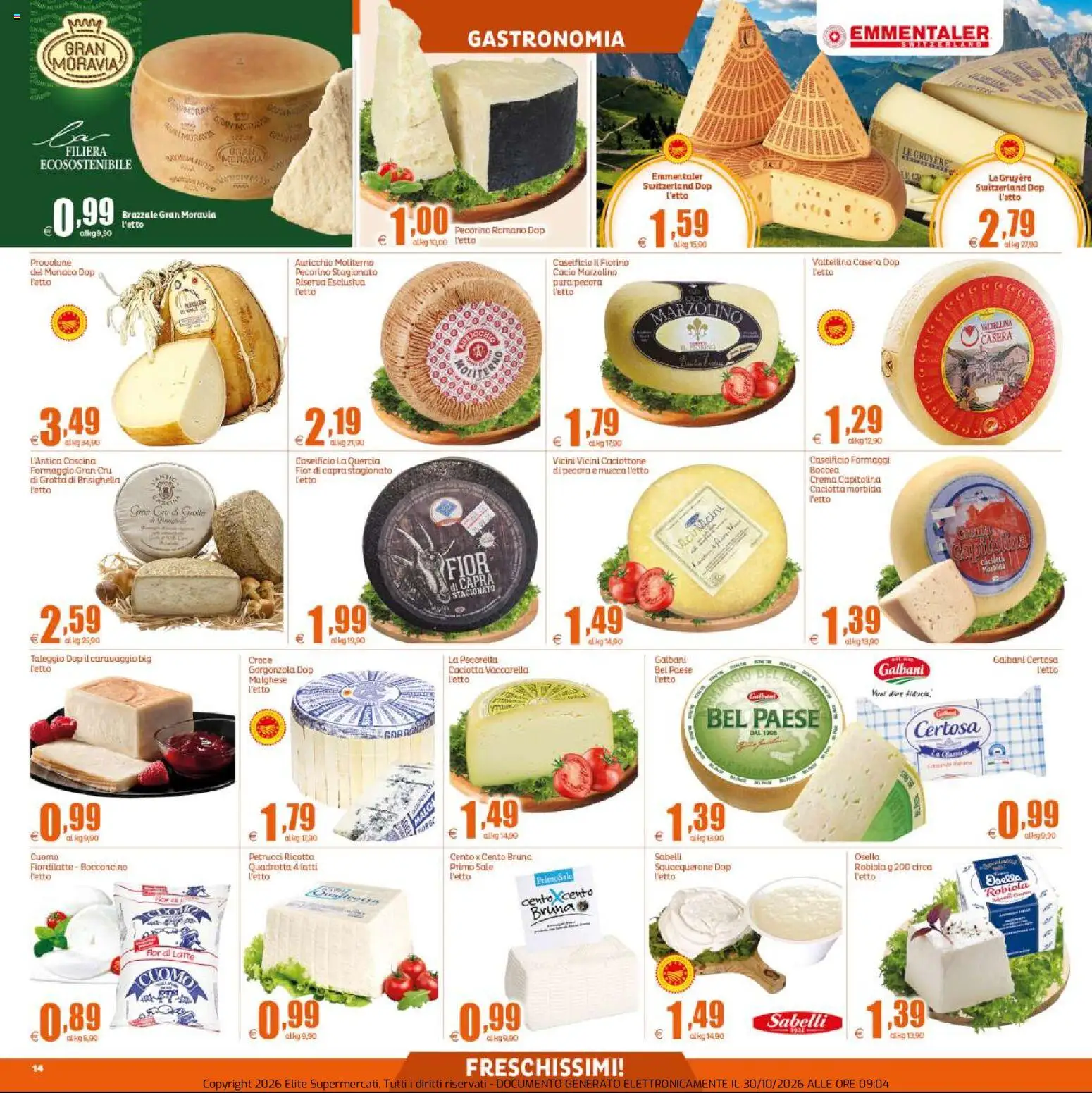 Volantino Elite Supermercati del 30/10/2026 | Pagina: 14 | Prodotti: Latte, Formaggio, Ricotta, Pecorino