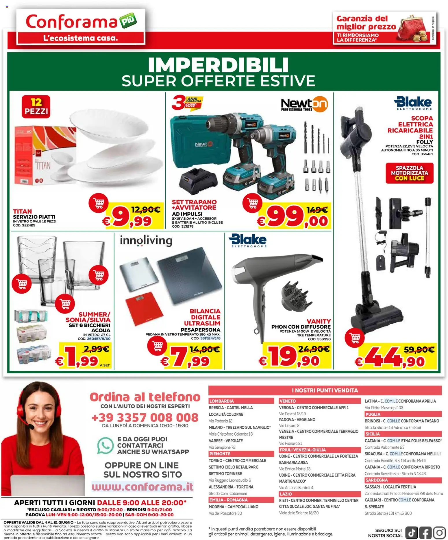Volantino Conforama del 04.06.2026 | Pagina: 20 | Prodotti: Spazzola, Avvitatore, Scopa, Trapano