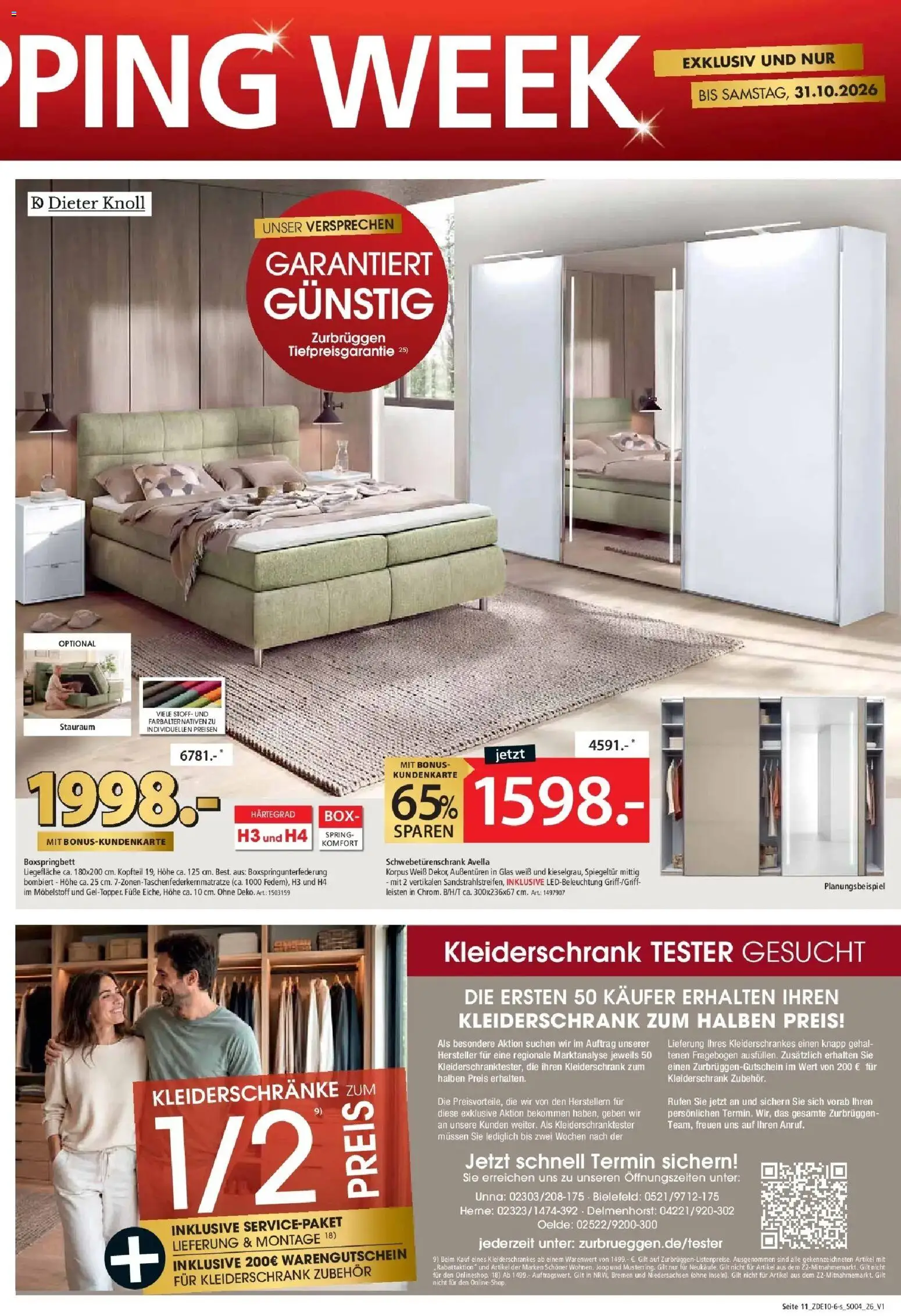 Zurbrüggen - Zurbrüggen: Red Shopping Week – gültig ab 17.10.2026 | Seite: 13 | Produkte: Kleiderschrank, Schwebetürenschrank, Boxspringbett, Box