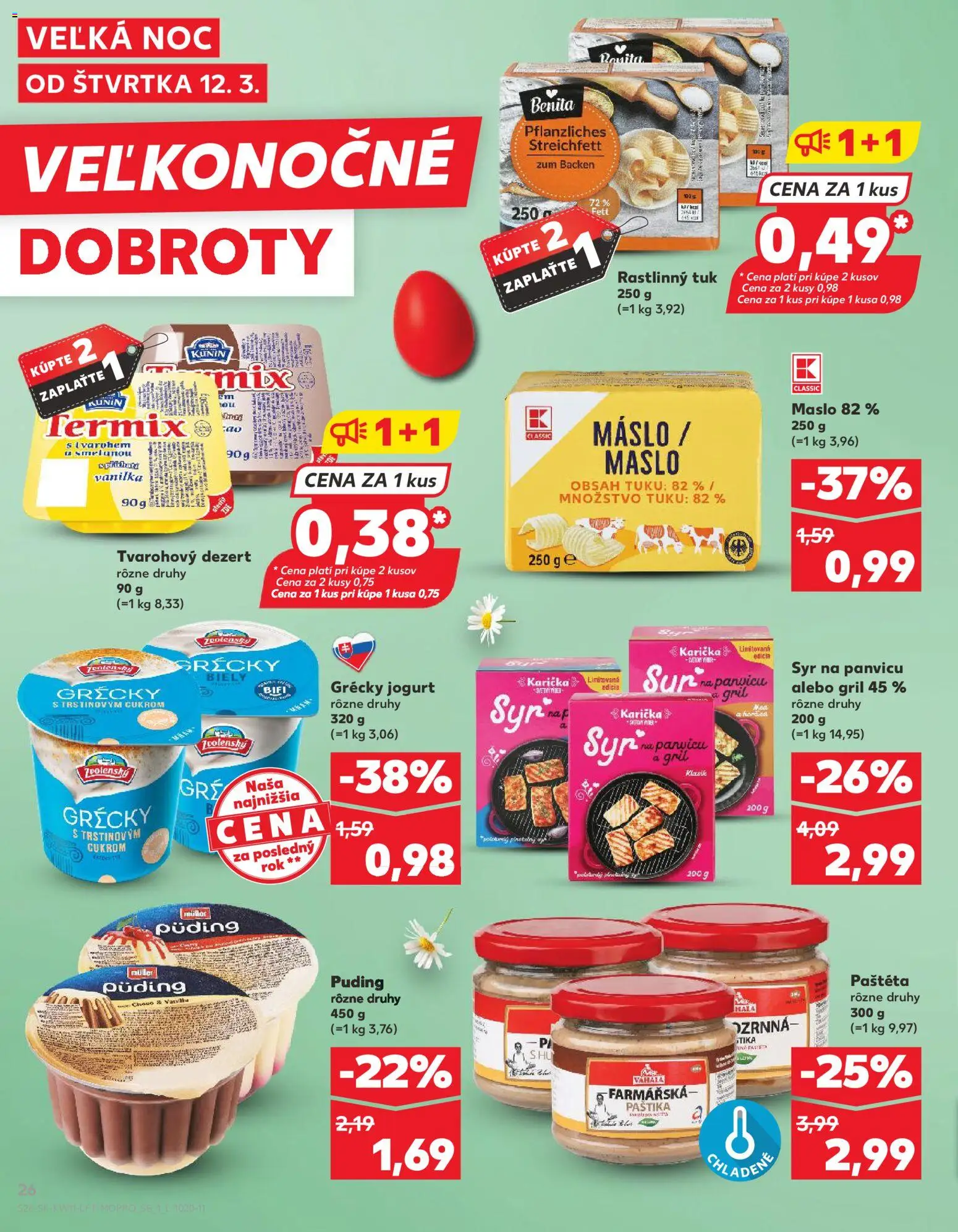 Nové Kaufland akcie – leták je platný od 12.03.2026 | Strana: 26 | Produkty: Gril, Jogurt, Puding