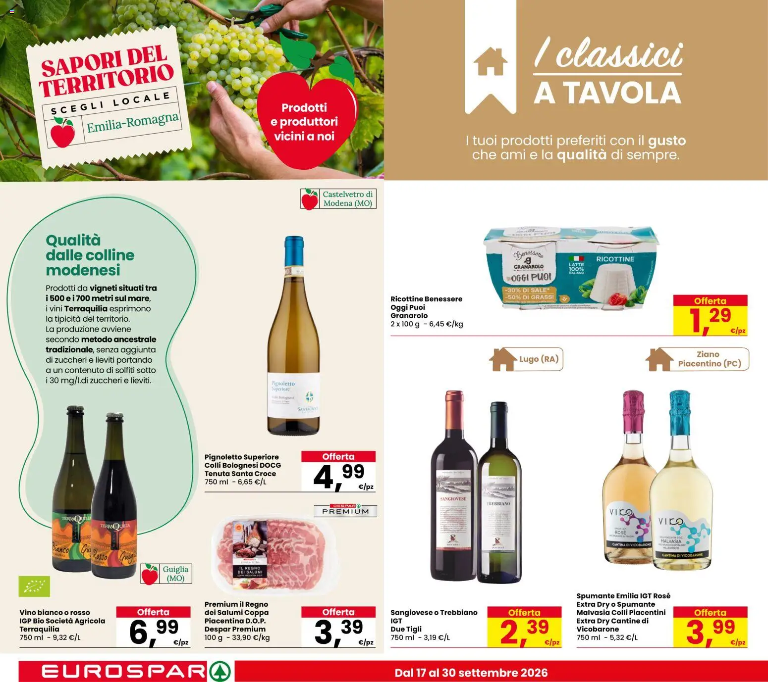 Volantino Eurospar del 17/09/2026 | Pagina: 12 | Prodotti: Latte, Vino, Spumante, Terra