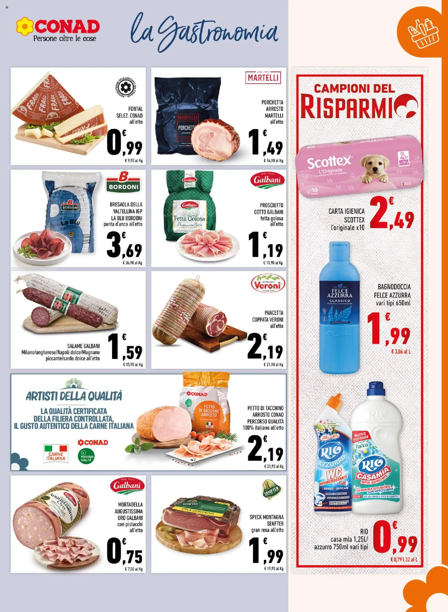 Volantino Conad del 01/07/2026 | Pagina: 5 | Prodotti: Arrosto, Detergente, Talco, Formaggio