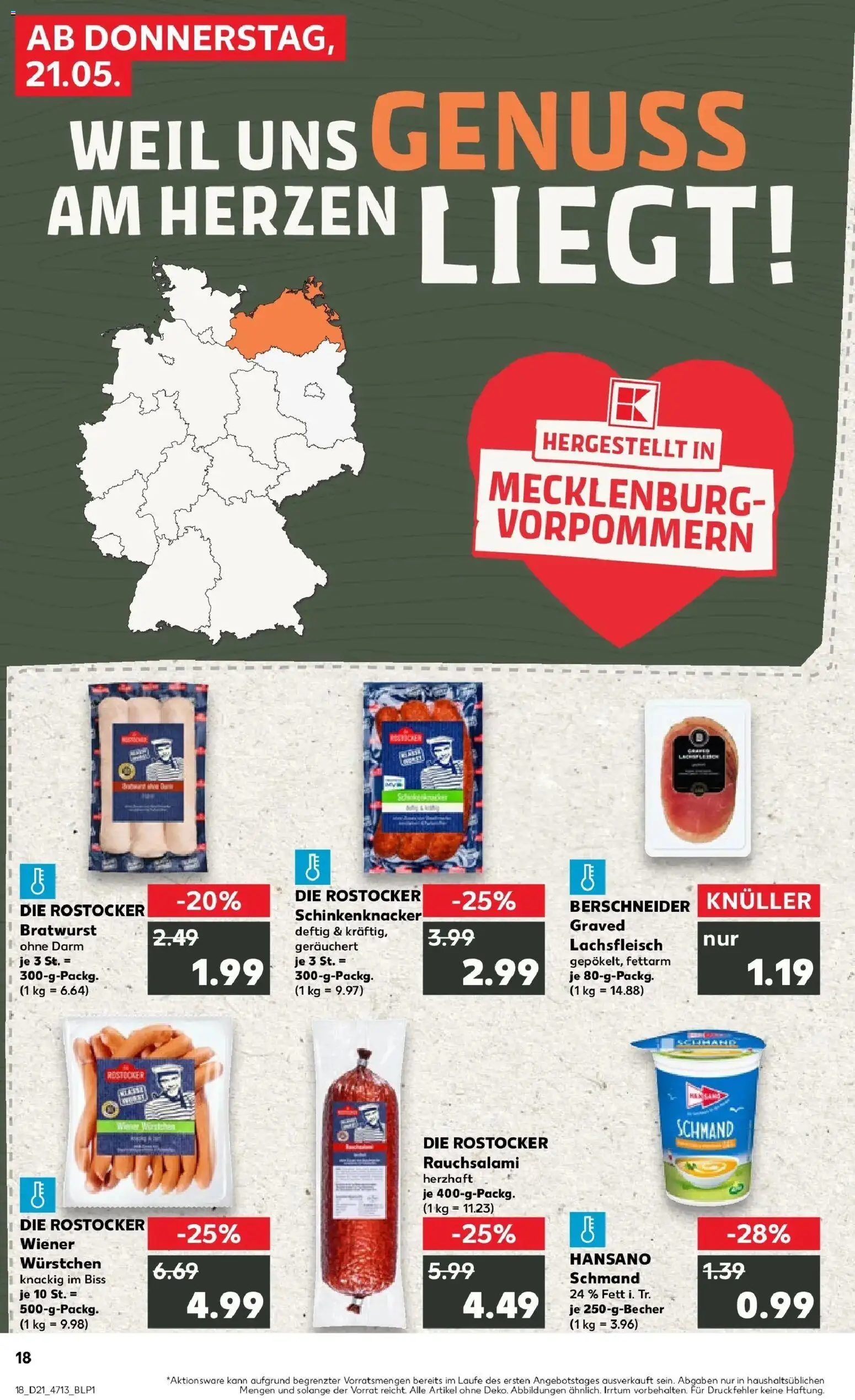 Kaufland Prospekt Parchim – gültig ab 21.05.2026 | Seite: 18 | Produkte: Wiener wurstchen, Bratwurst