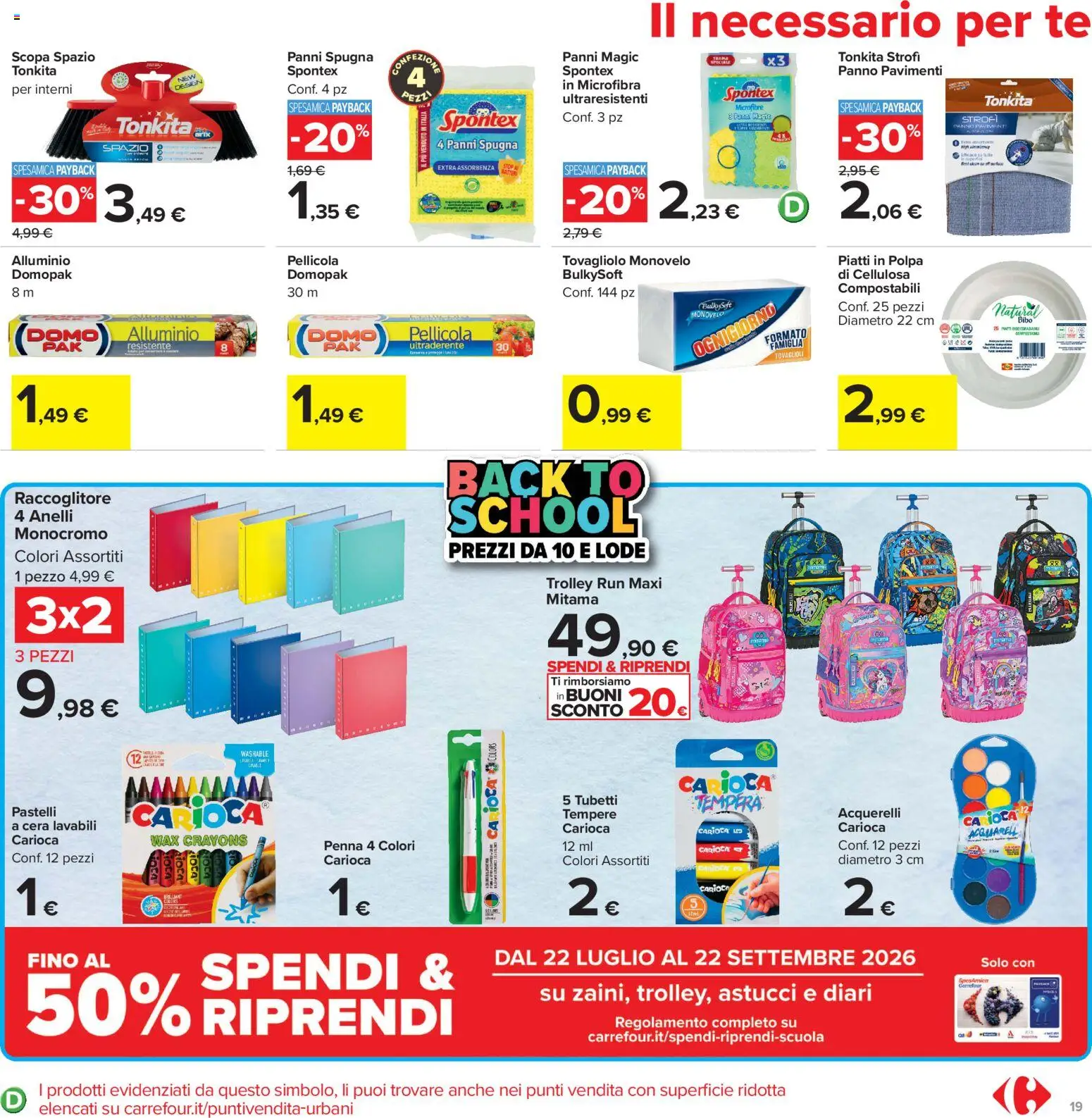 Volantino Carrefour del 20/08/2026 | Pagina: 19 | Prodotti: Tè, Piatti, Scopa, Panni