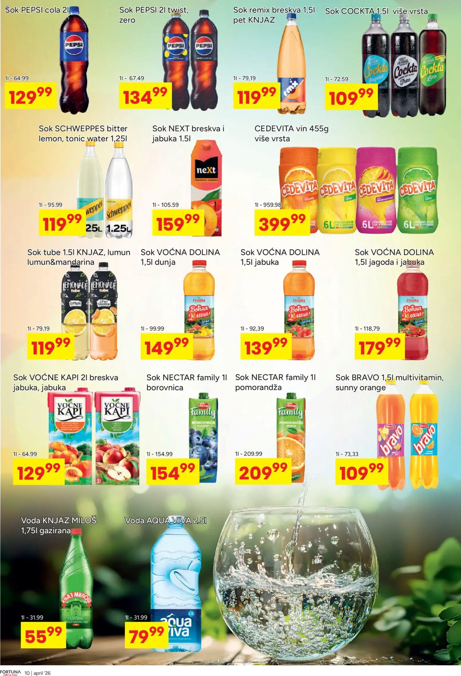 Fortuna Market katalog - važi od 13.04.2026 | Strana: 10 | Proizvode: Jagoda, Borovnica, Voda, Breskva