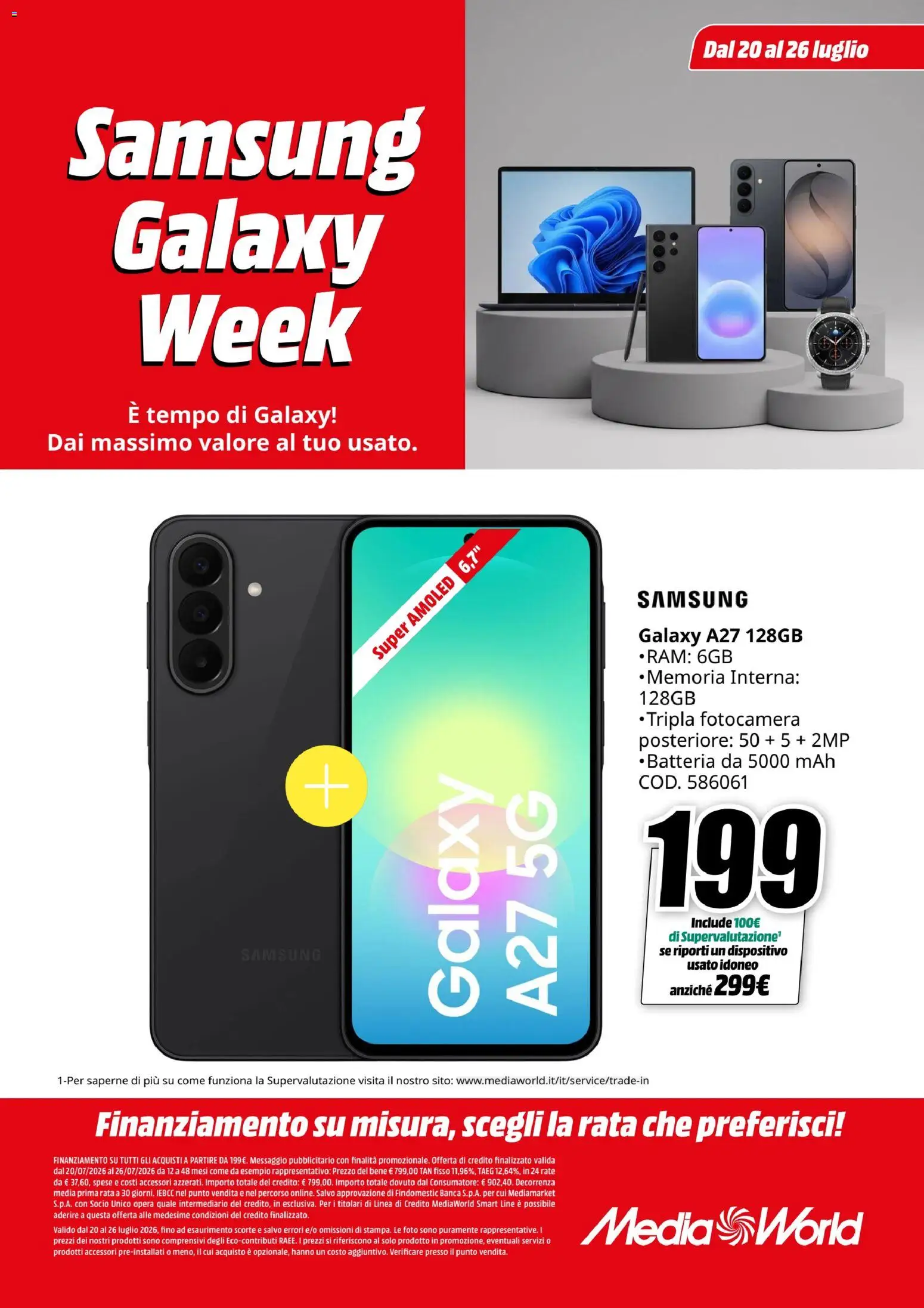 Volantino Media World del 20/07/2026 | Pagina: 3 | Prodotti: Samsung Galaxy, Fotocamera, Batteria, Samsung