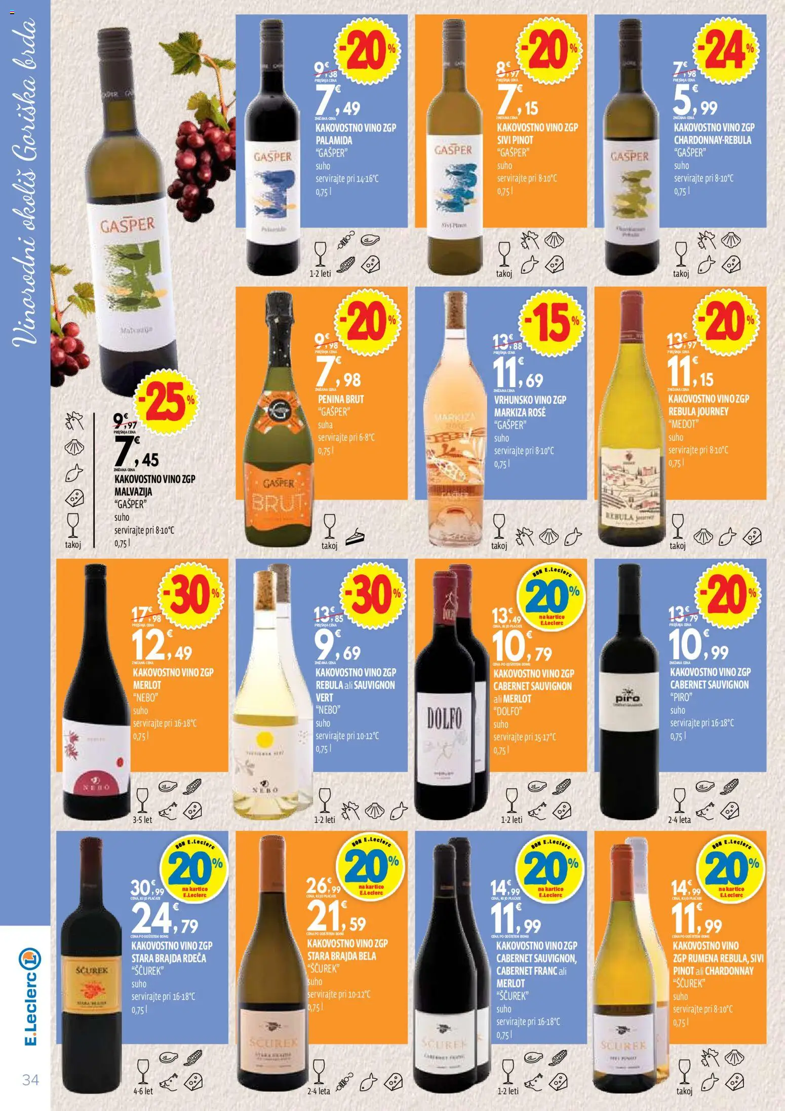 Novi E.leclerc katalog ponudbe – veljaven od 13.10.2026 | Stran: 34 | Izdelki: Markiza, Penina, Vino