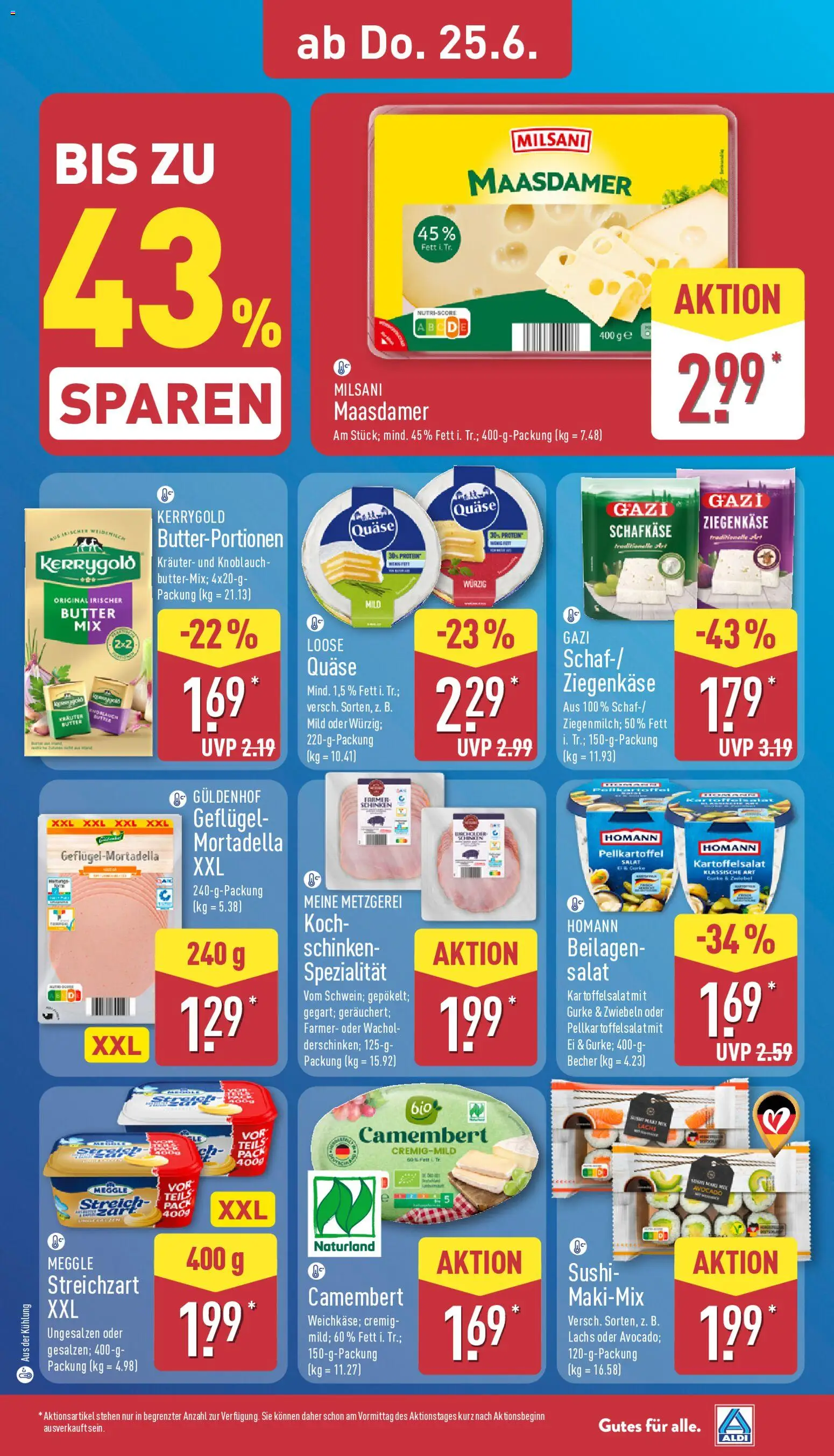 Aldi Prospekt – gültig ab 22.06.2026 | Seite: 31 | Produkte: Butter, Ziegenkäse, Lachs, Salat