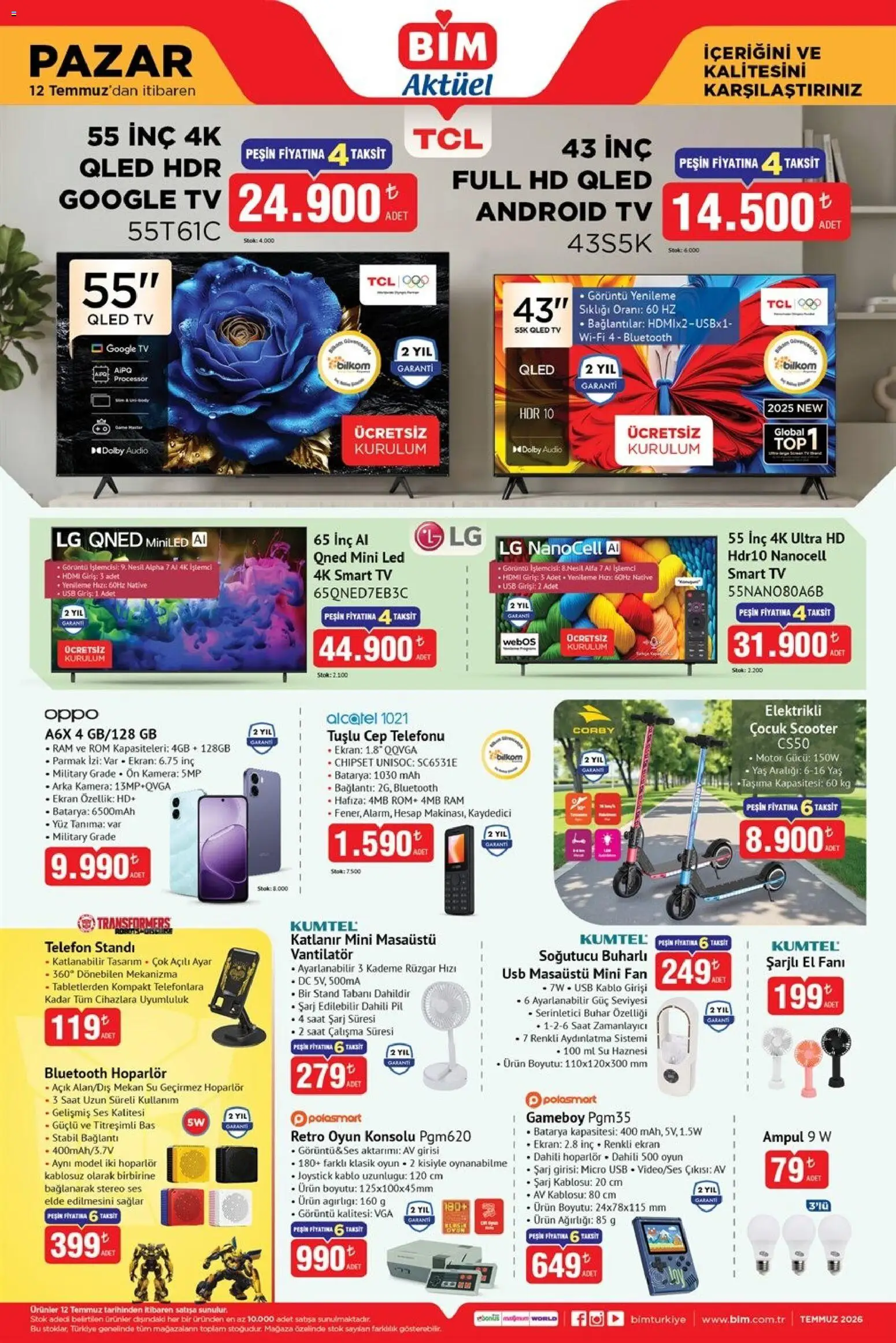 BİM - Katalog Pazar - 12 Temmuz 2026 tarihinden itibaren geçerlidir | Sayfa: 2 | Ürünler: Su, Saat, Hoparlör, Vantilatör