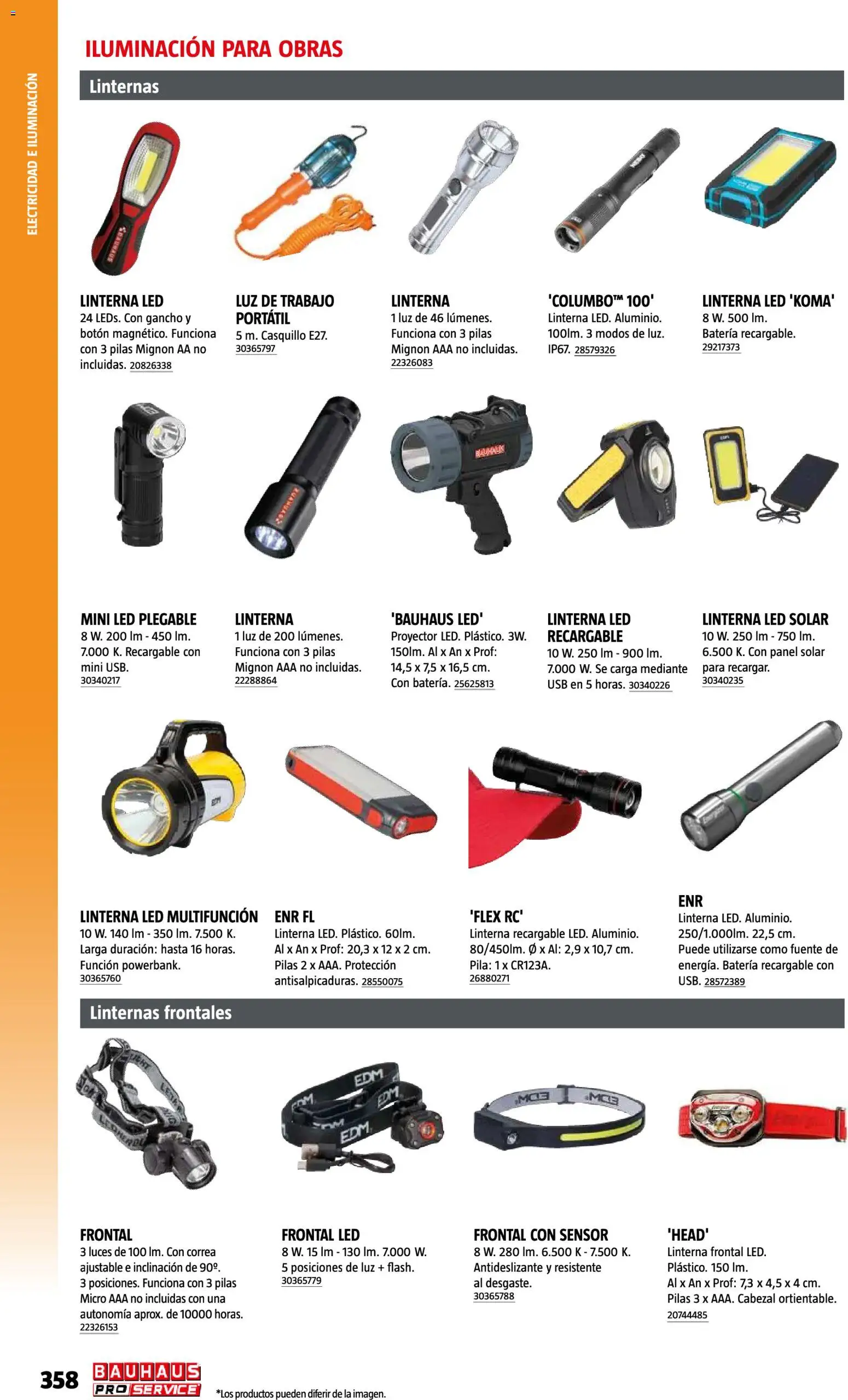 Bauhaus ProService │ válido desde el 11/05/2026 | Página: 358 | Productos: Portátil, USB, Iluminación, Batería