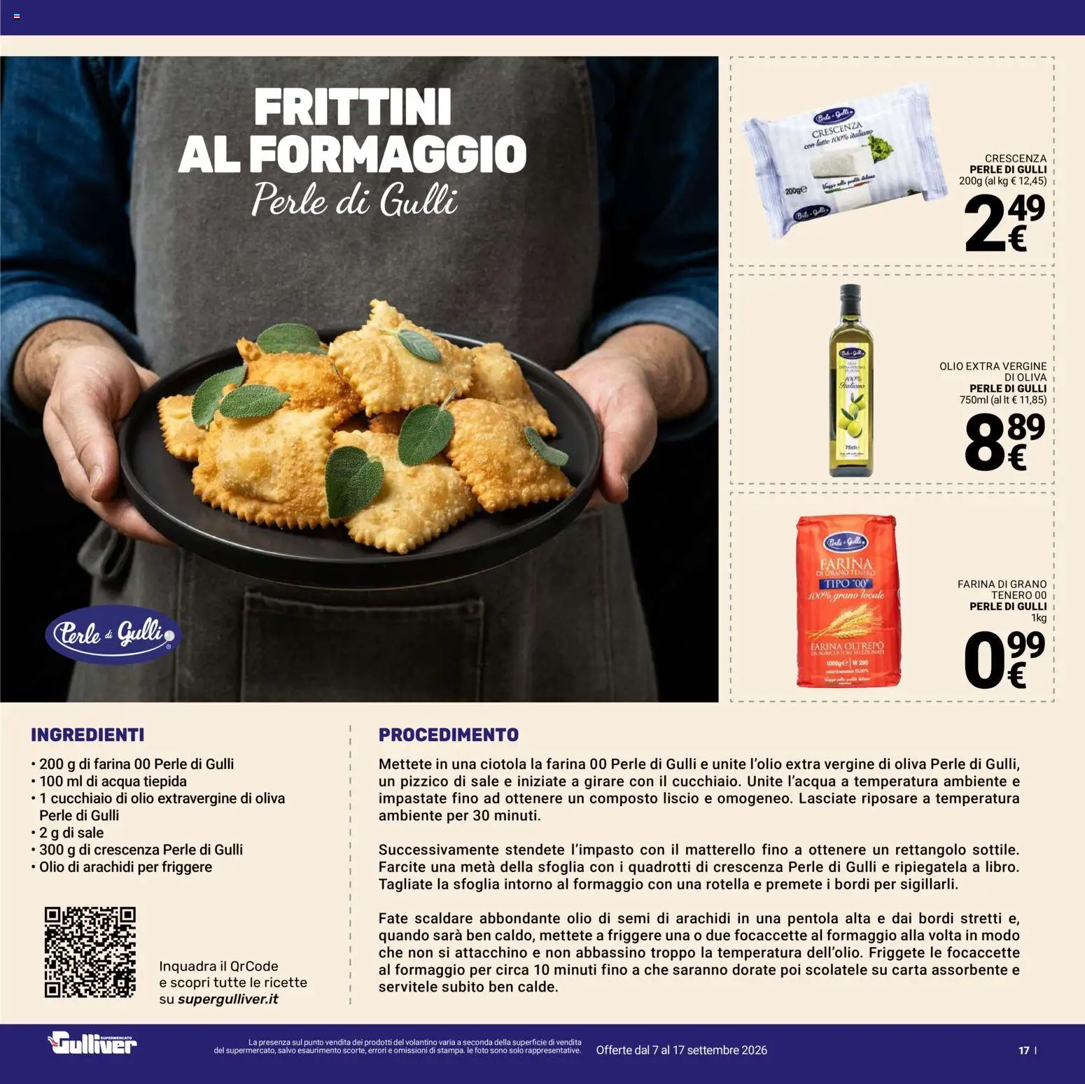 Volantino Gulliver del 07/09/2026 | Pagina: 17 | Prodotti: Olio di arachidi, Acqua, Formaggio, Crescenza