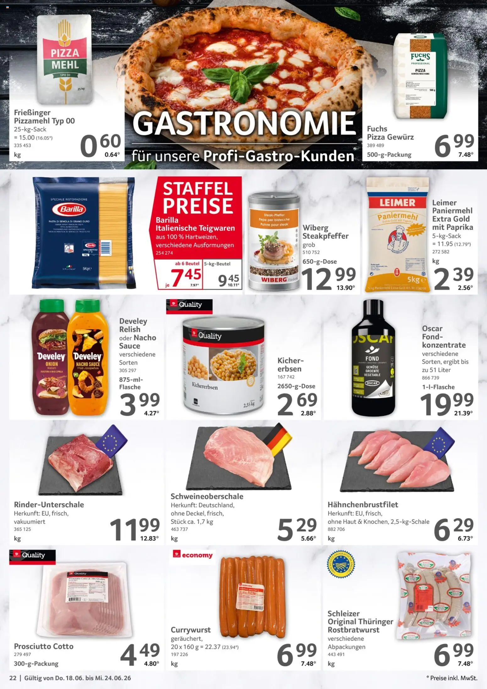 Selgros Prospekt – gültig ab 18.06.2026 | Seite: 22 | Produkte: Mehl, Barilla, Gemüse, Pasta