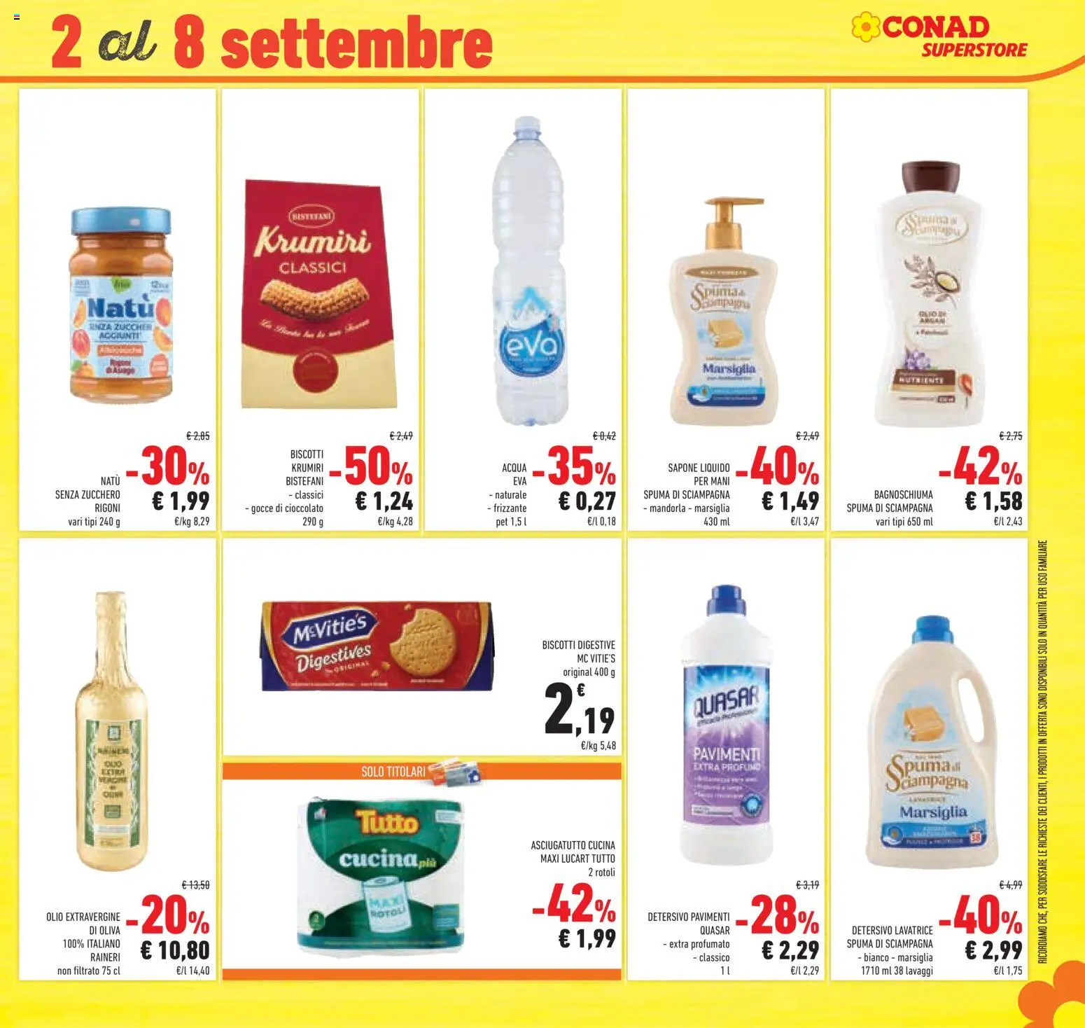 Volantino Conad del 26/08/2026 | Pagina: 45 | Prodotti: Bagnoschiuma, Detergente, Acqua, Lavatrice