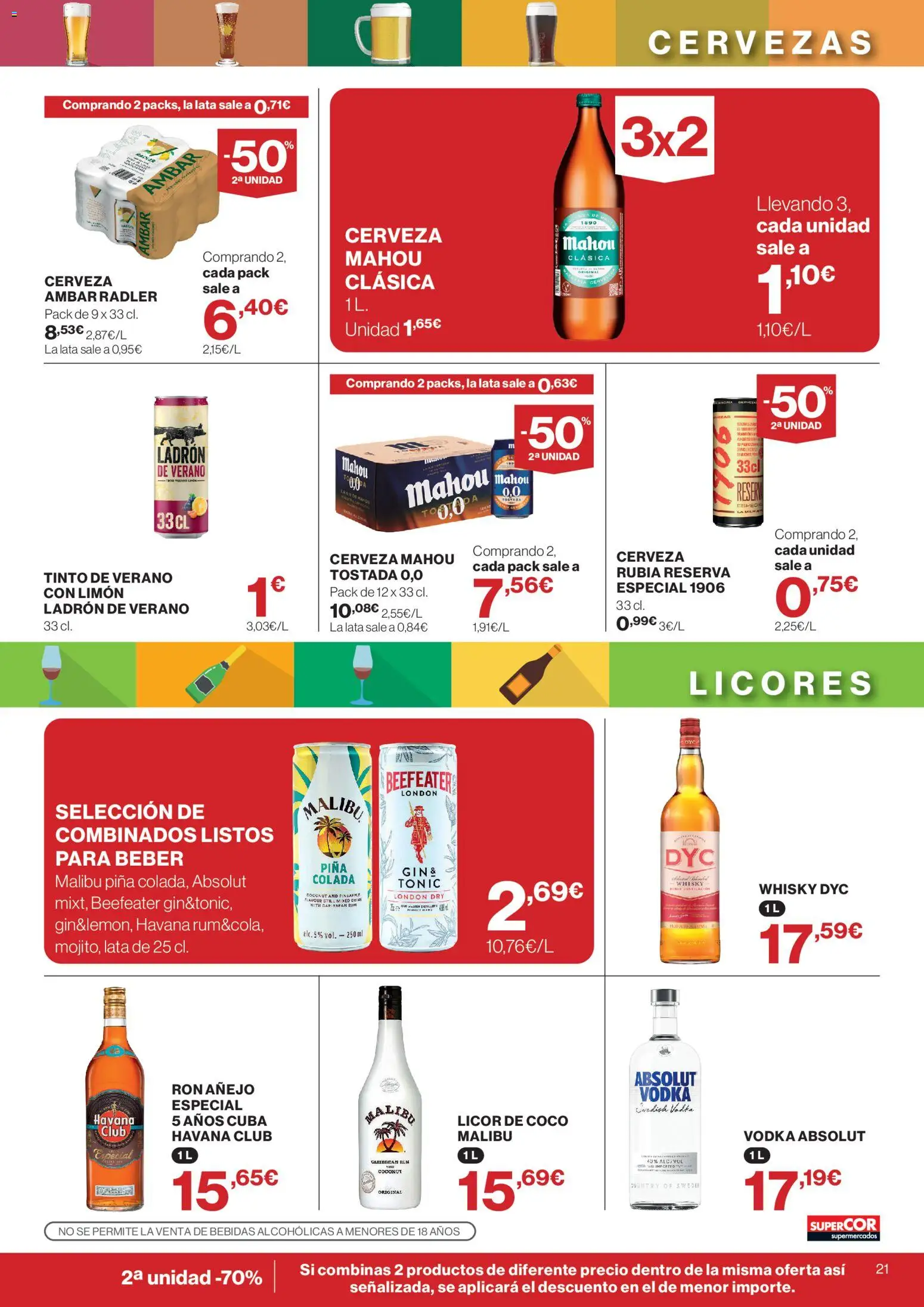 Supercor Canarias │ válido desde el 16/07/2026 | Página: 21 | Productos: Licor, Ron, Cerveza, Τυρόπιτα