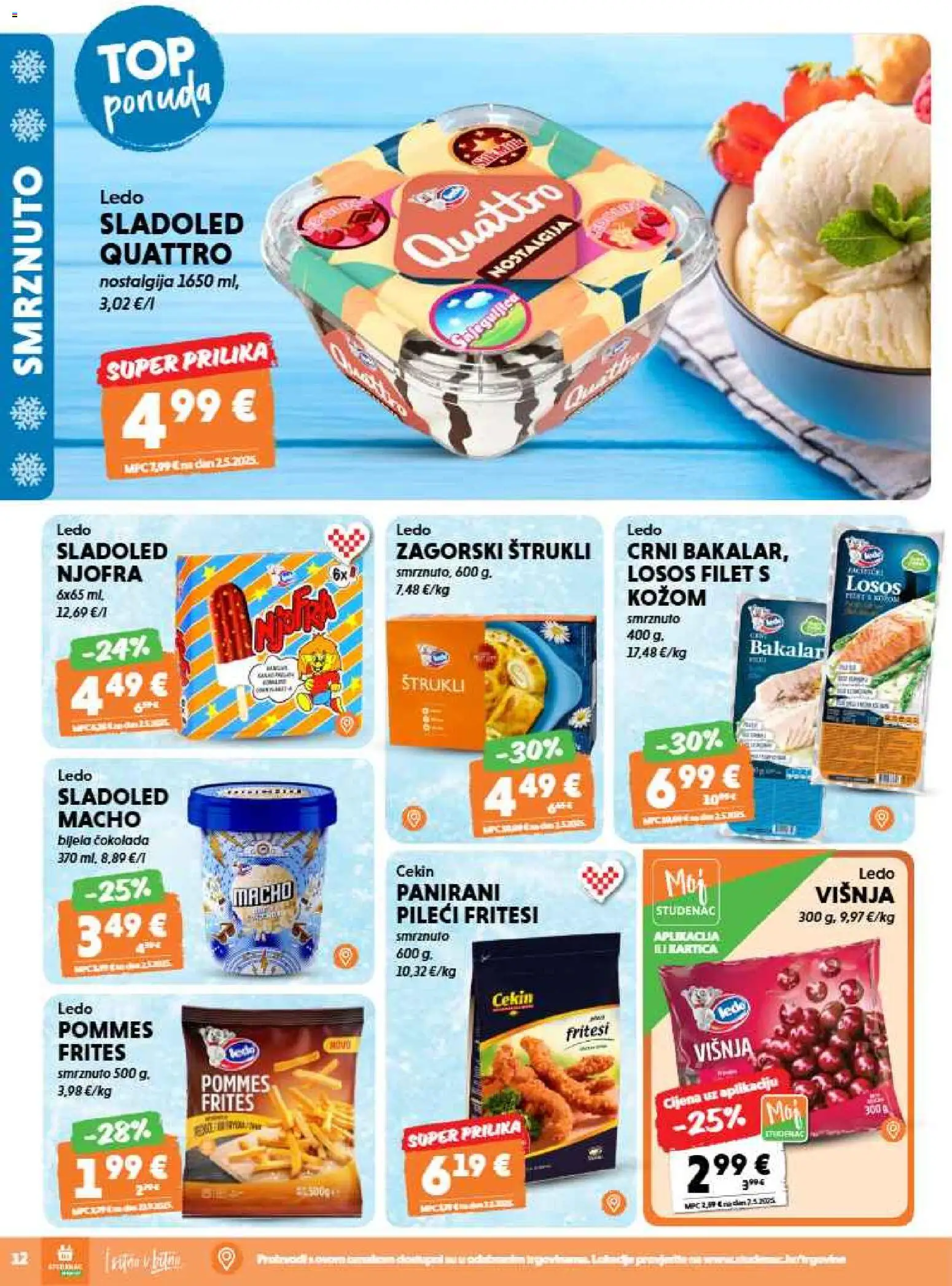 Studenac katalog | vrijedi od 20.05.2026 | Stranica: 12 | Proizvodi: Ledo, Sladoled, Losos, Bakalar