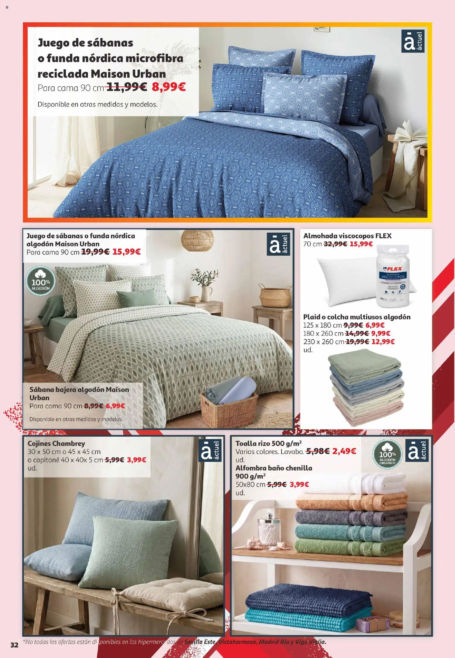 Alcampo Canarias │ válido desde el 02.06.2026 | Página: 32 | Productos: Copos, Cama, Almohada, Baño
