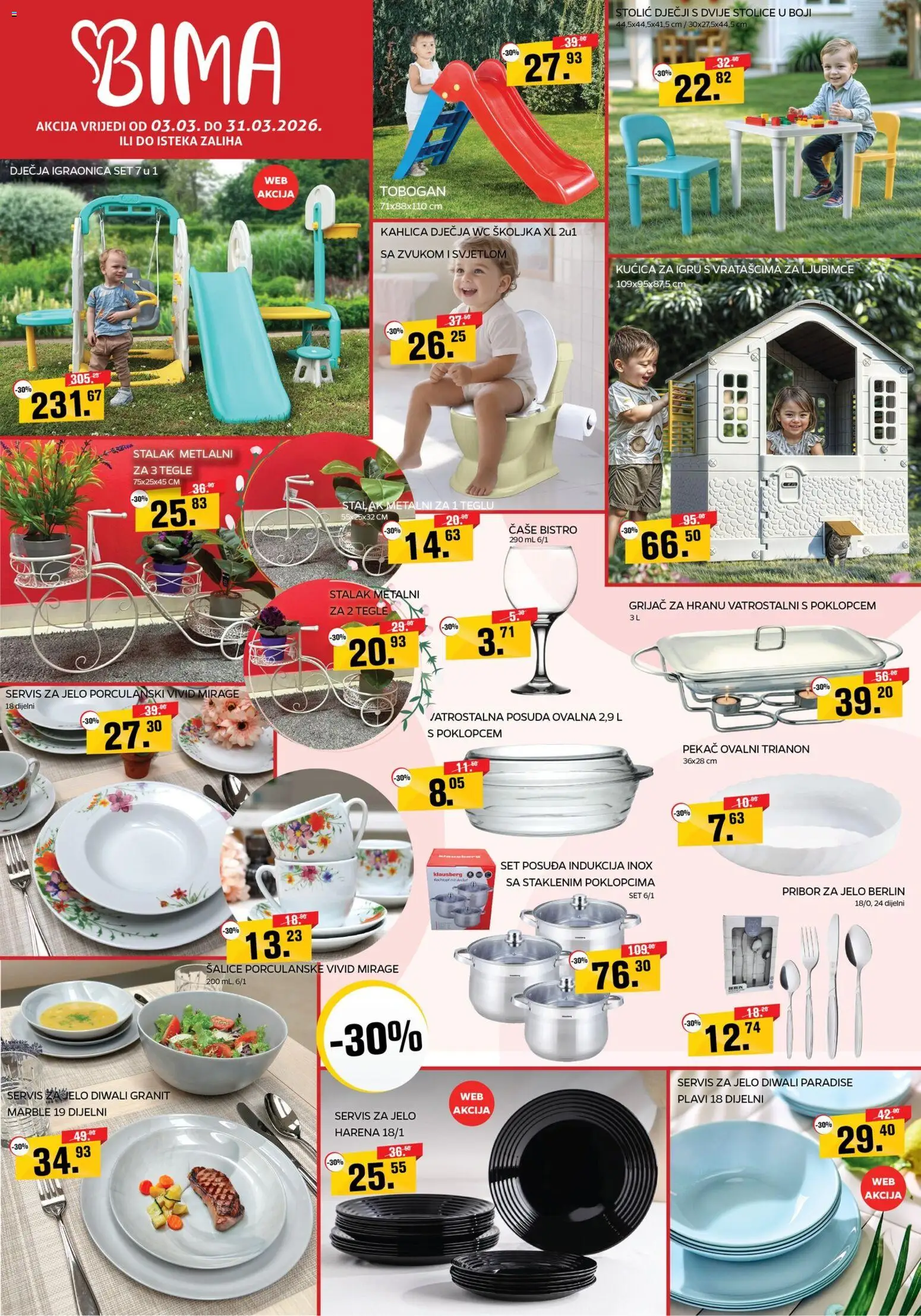 Bima katalog | vrijedi od 03.03.2026 | Stranica: 1 | Proizvodi: Stolić, Wc školjka, Čaše, Pribor za jelo