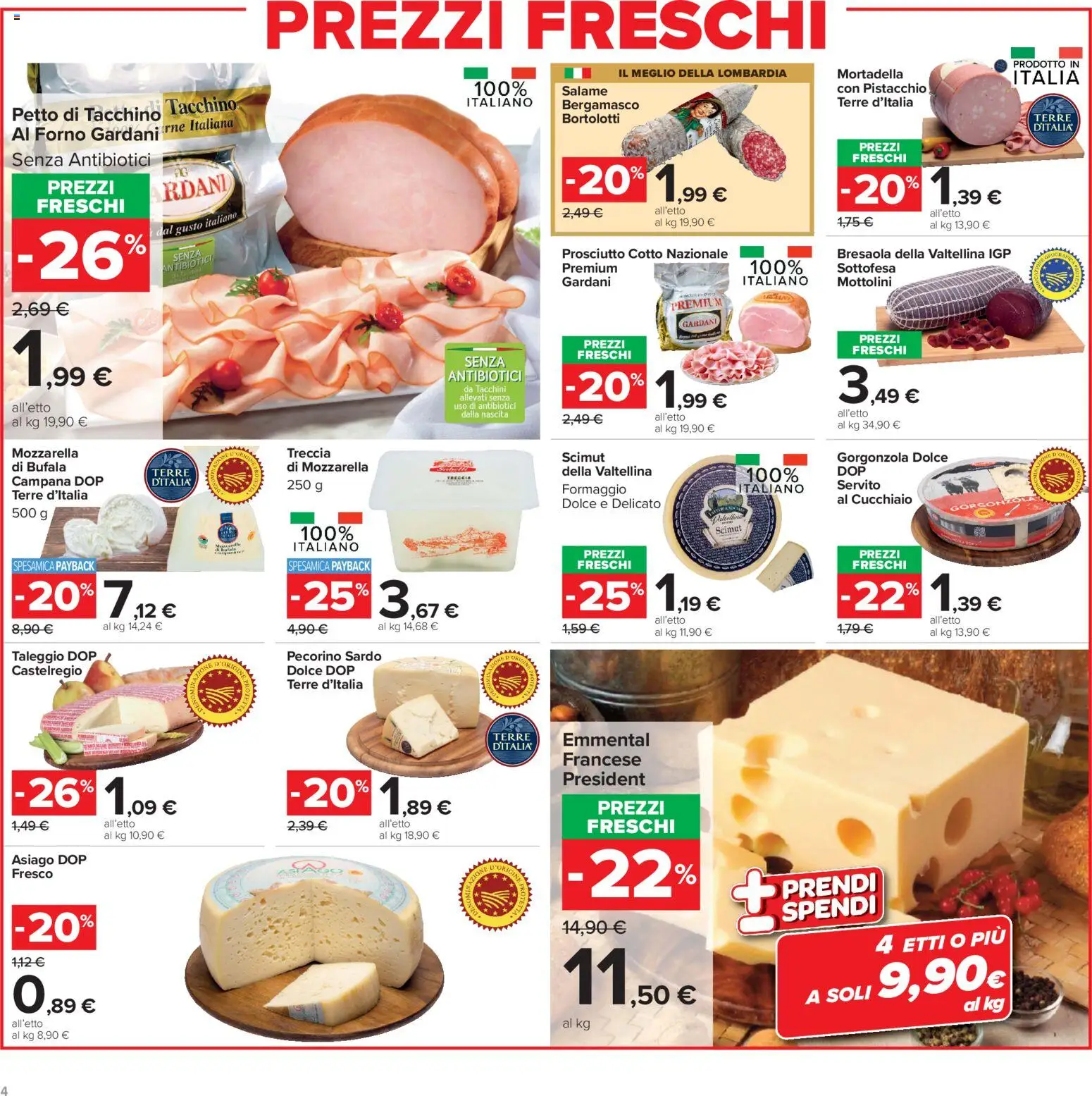 Volantino Carrefour del 23/10/2026 | Pagina: 4 | Prodotti: Pistacchio, Tacchino, Mozzarella, Gorgonzola