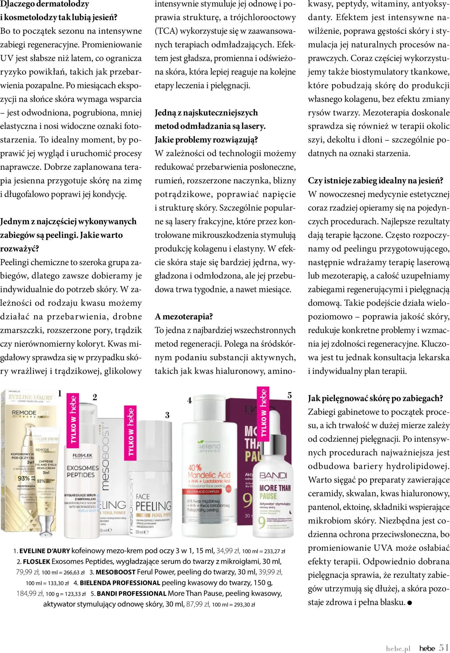 Hebe gazetka - Magazyn od 01.09.2026 | Strona: 51 | Produkty: Bielenda, Peeling, Serum do twarzy