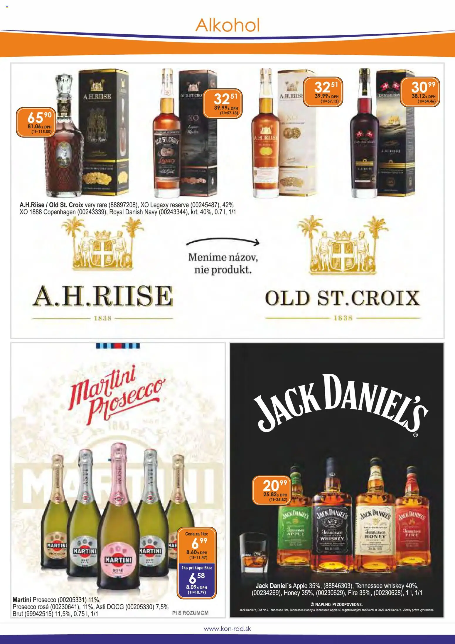 Nové KON - RAD akcie – leták je platný od 01.03.2026 | Strana: 6 | Produkty: Prosecco, Martini, Apple, Jack Daniel's