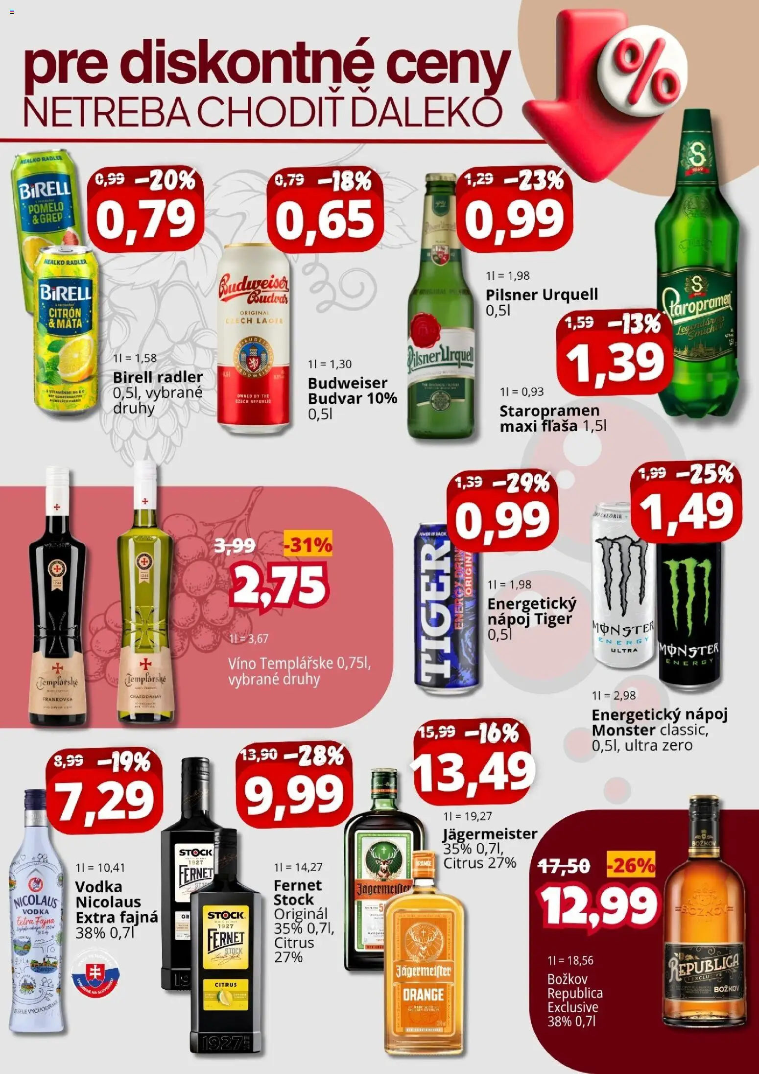 Nové CBA Komfos akcie – leták je platný od 30.10.2026 | Strana: 4 | Produkty: Jägermeister, Víno, Radler, Fernet