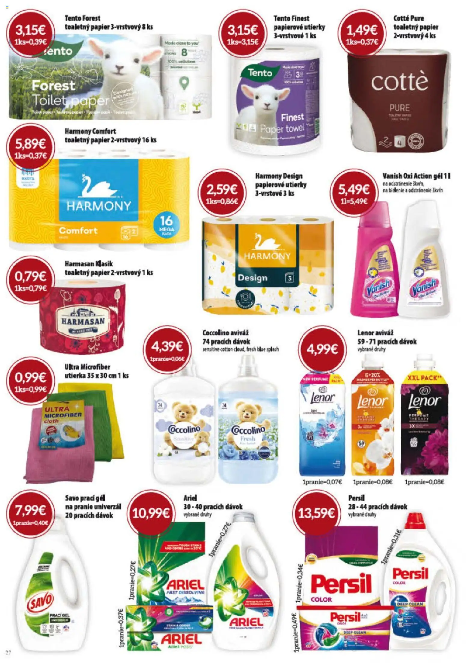 Nové KARMEN CBA akcie – leták je platný od 02.07.2026 | Strana: 27 | Produkty: Persil, Toaletný papier, Aviváž, Ariel